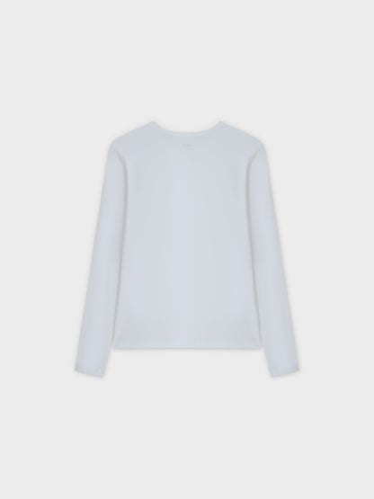 Basic High V Tee Long Sleeve-White
