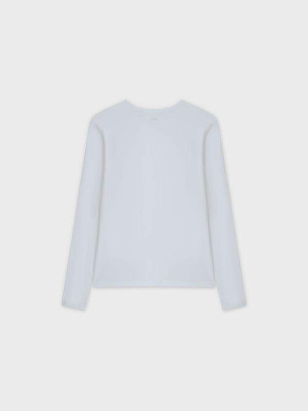 Basic High V Tee Long Sleeve-White