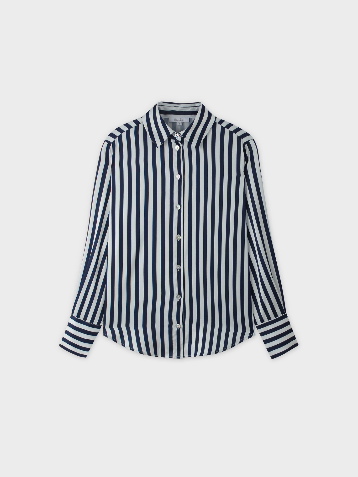 Oversized Satin Blouse-White/Navy