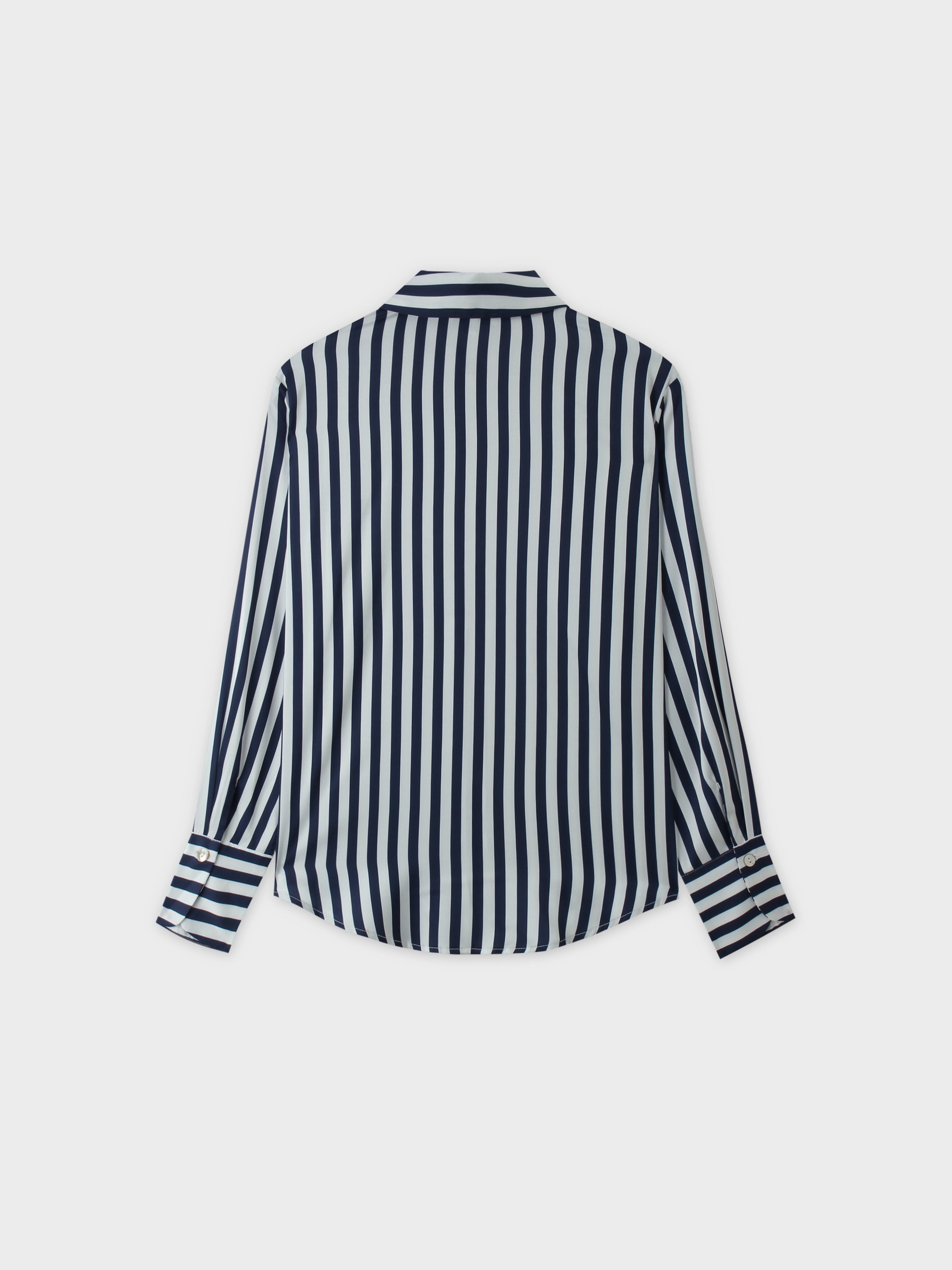 Oversized Satin Blouse-White/Navy