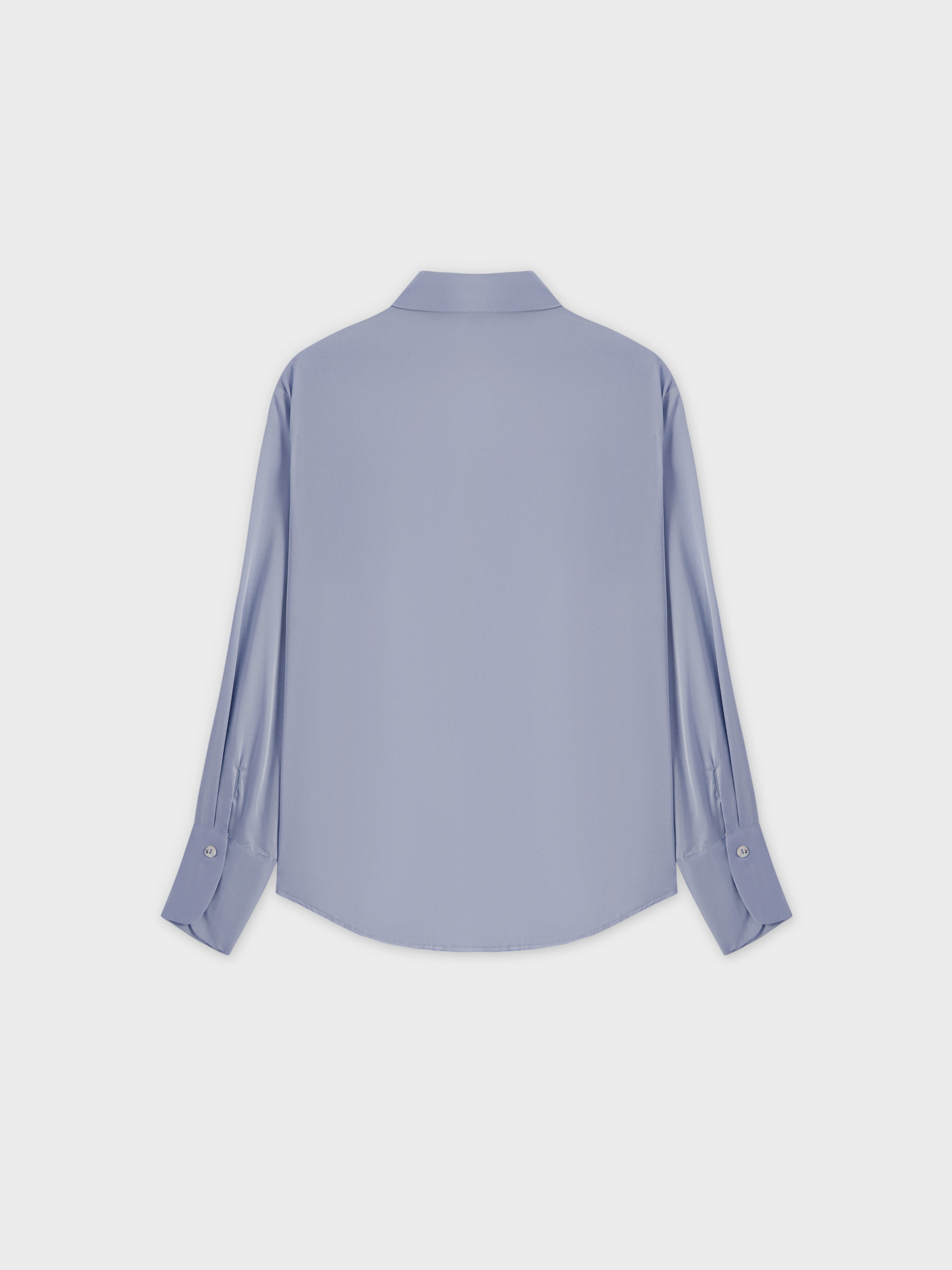 Oversized Satin Blouse-Ocean Blue