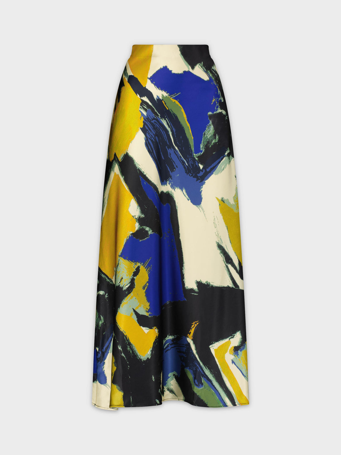 Printed Satin Slip Skirt-Brush Stroke