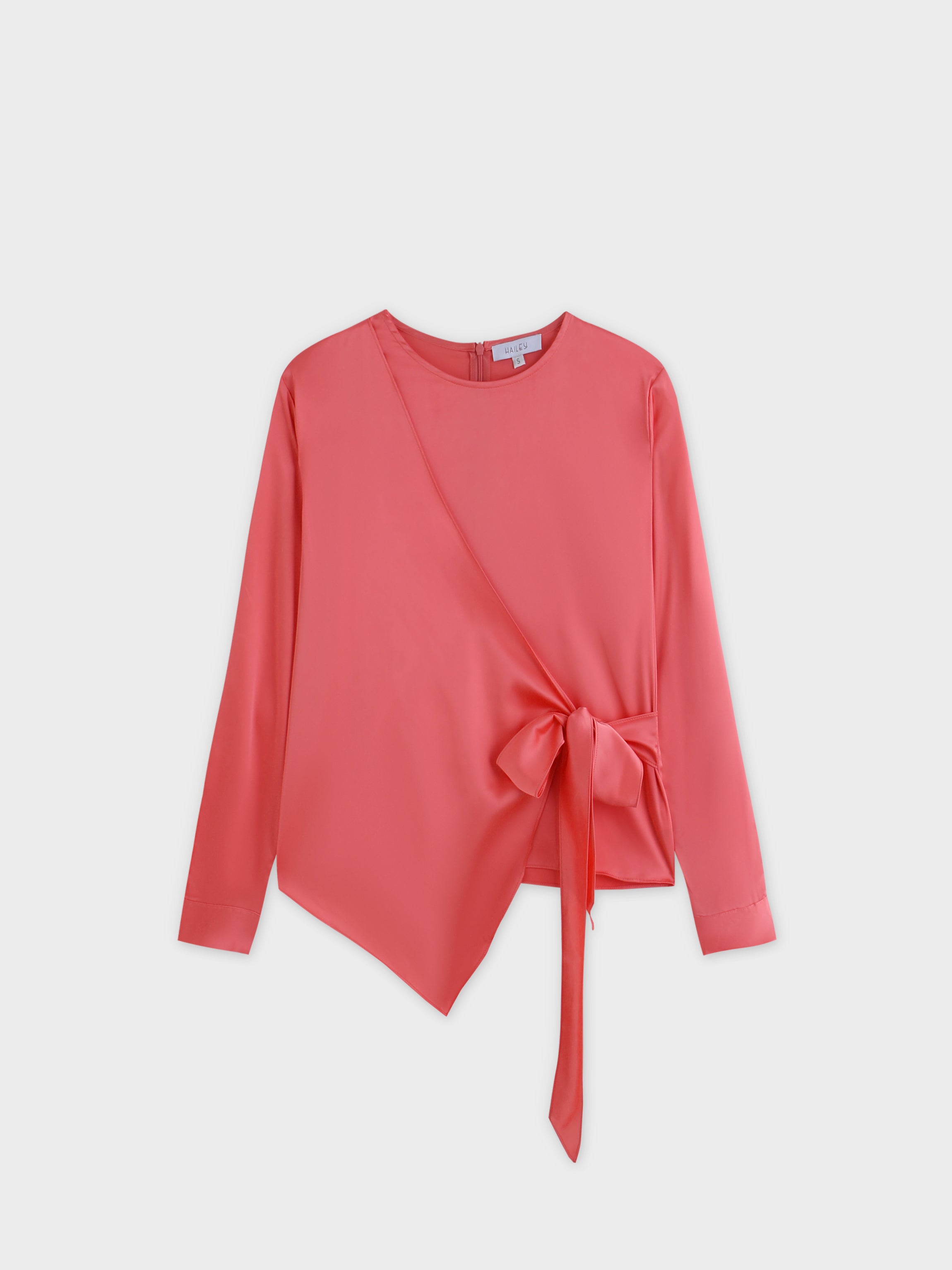 Wrap Satin Top-Coral