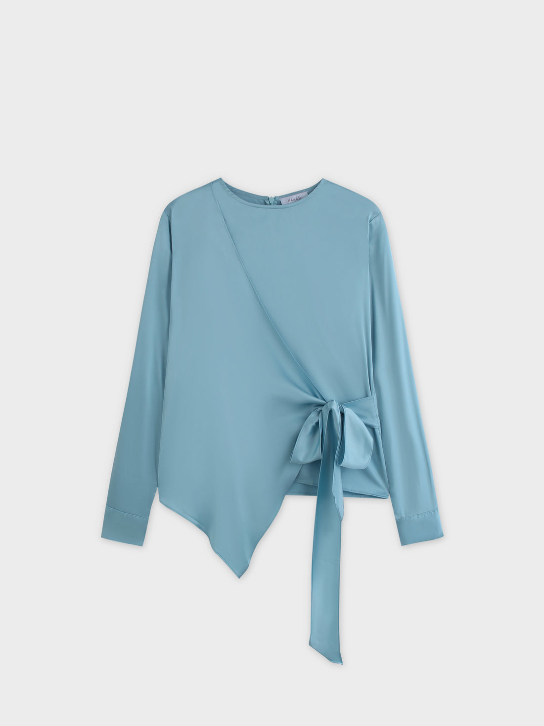 Wrap Satin Top-Blue