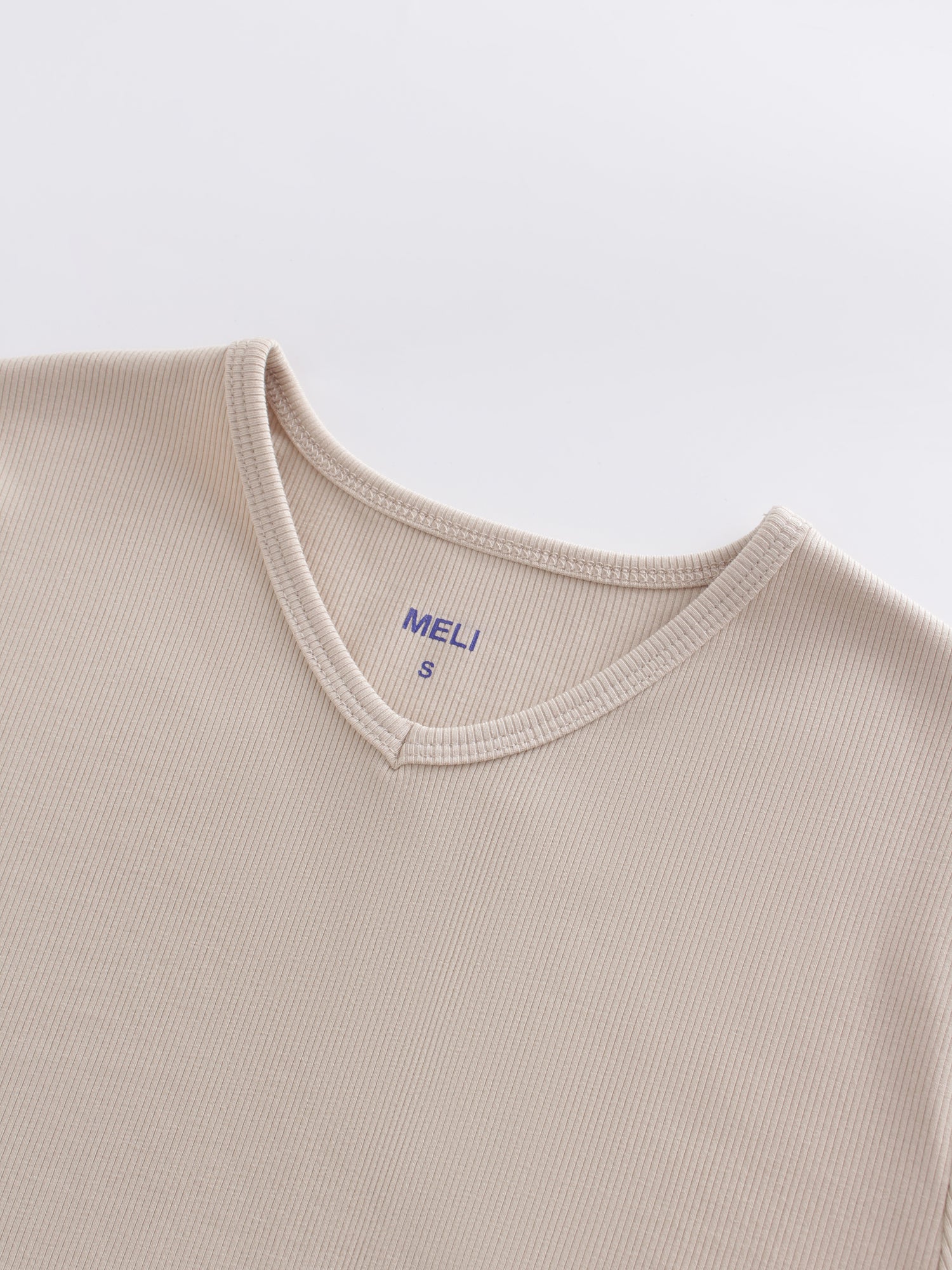 High V Ribbed Tee LS-Sand