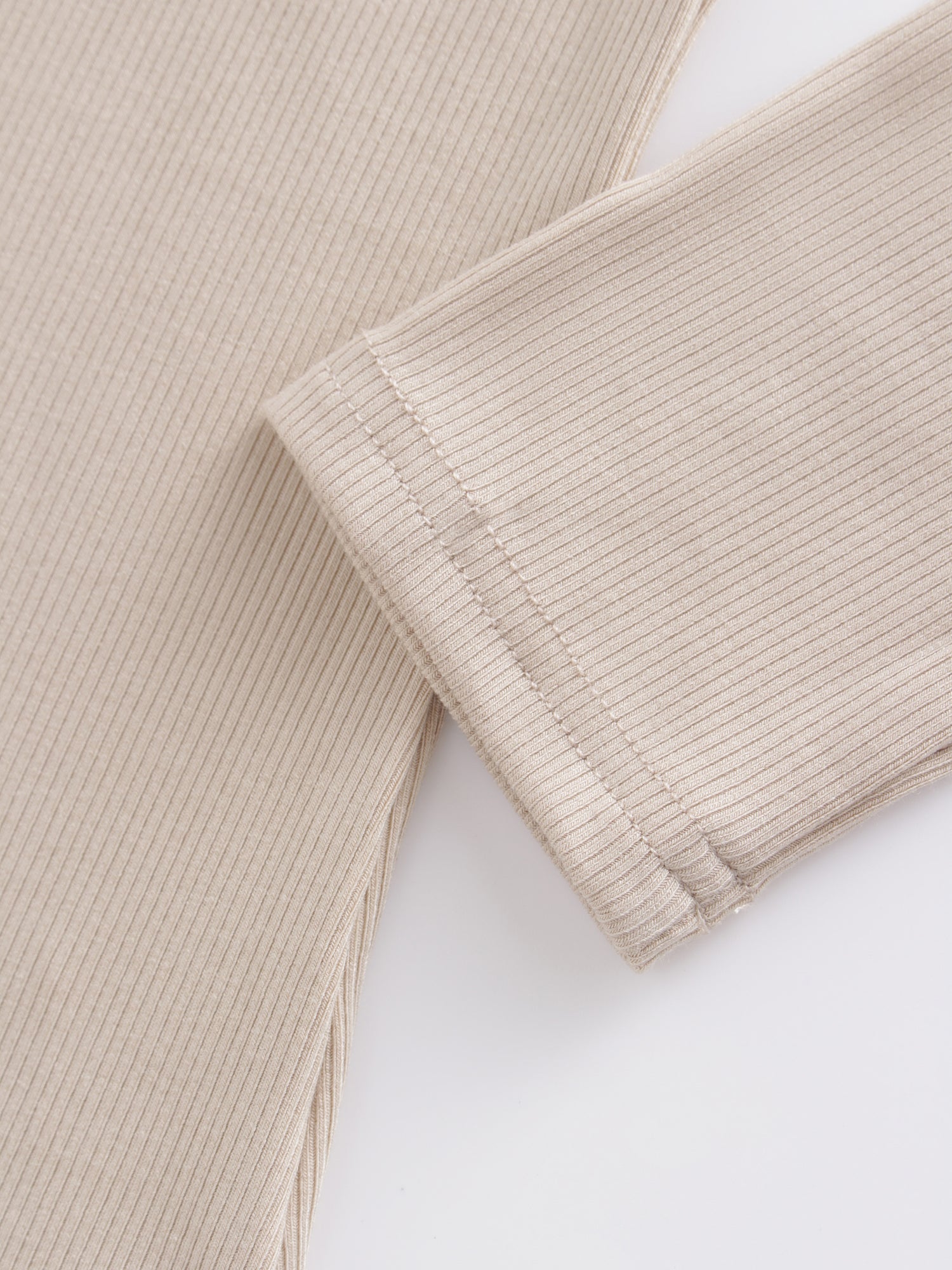 High V Ribbed Tee LS-Sand