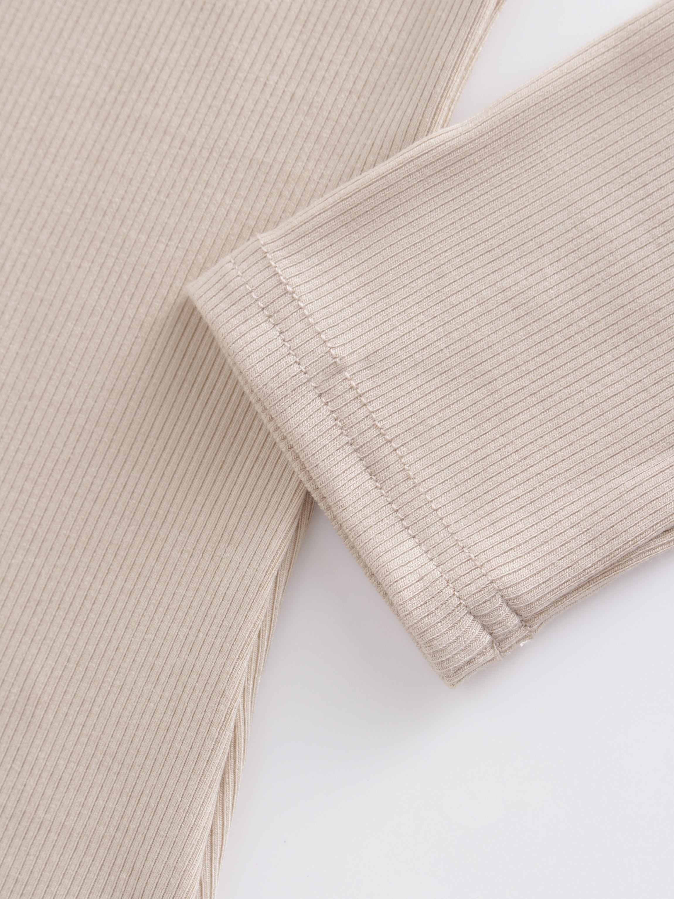 High V Ribbed Tee LS-Sand