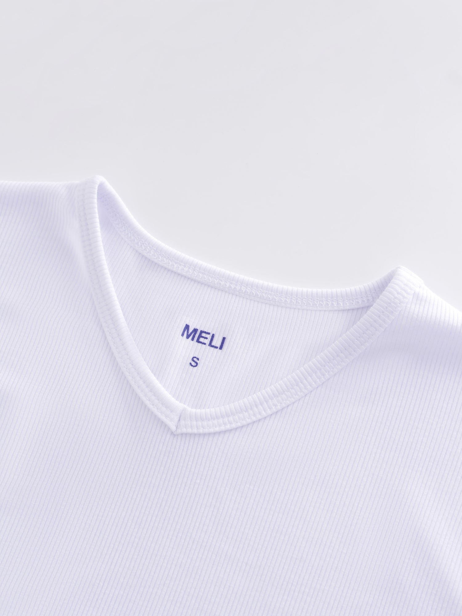 HIGH V RIBBED TEE - LS-WHITE