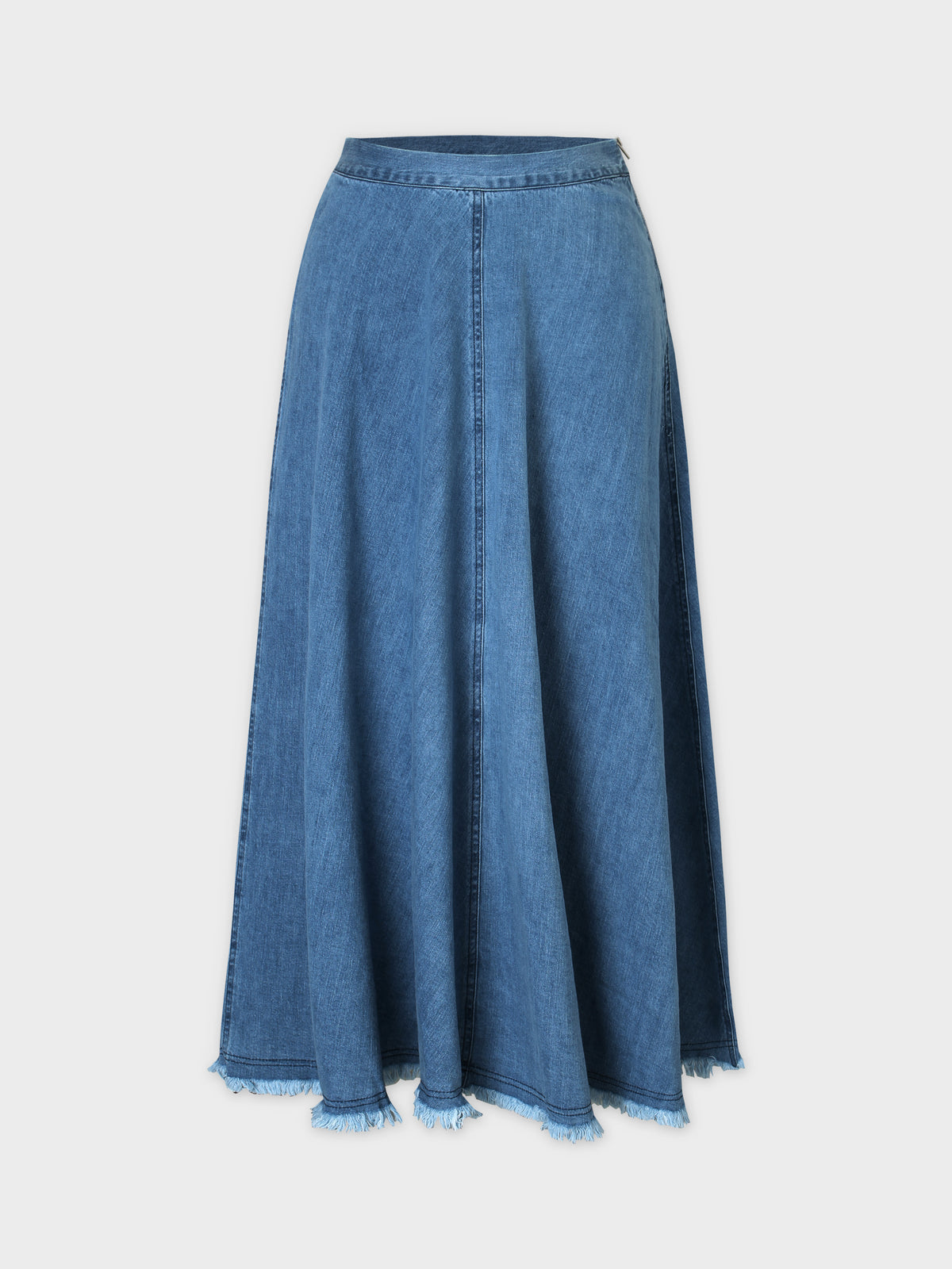 Fringe Denim Skirt-Blue