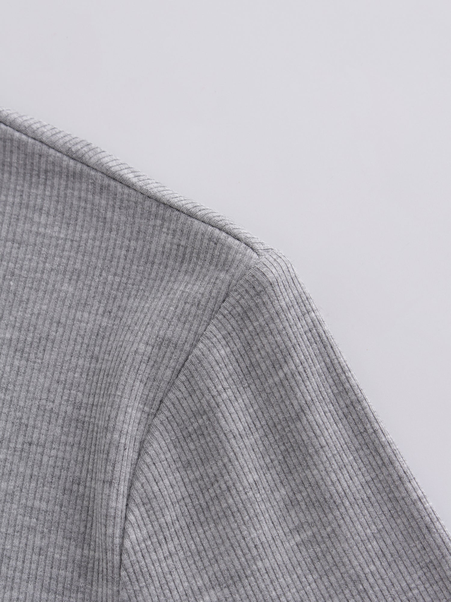 High V Ribbed Tee LS-Heathered Grey