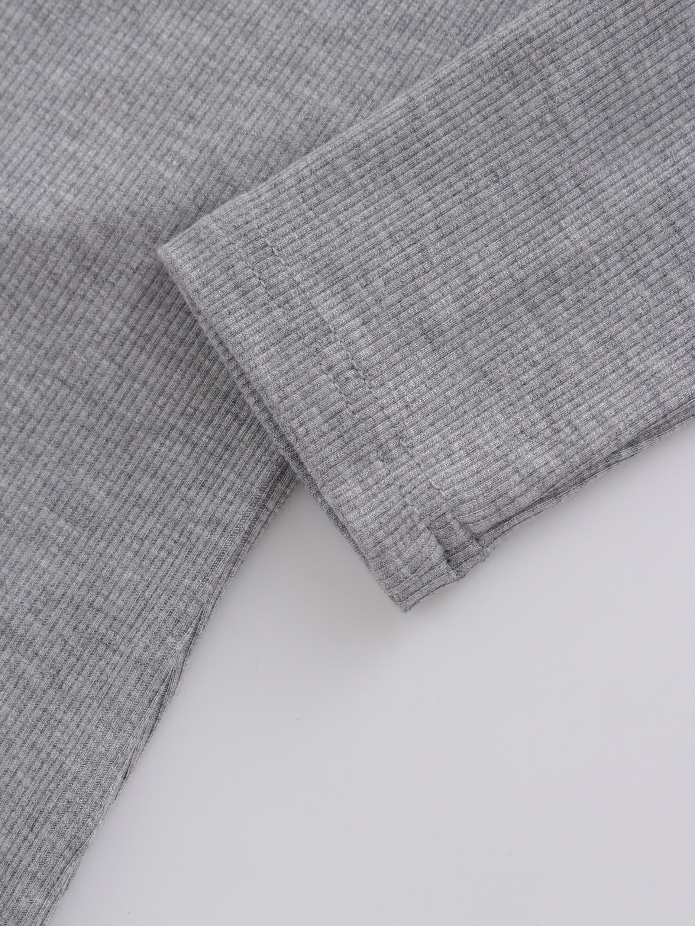 High V Ribbed Tee LS-Heathered Grey