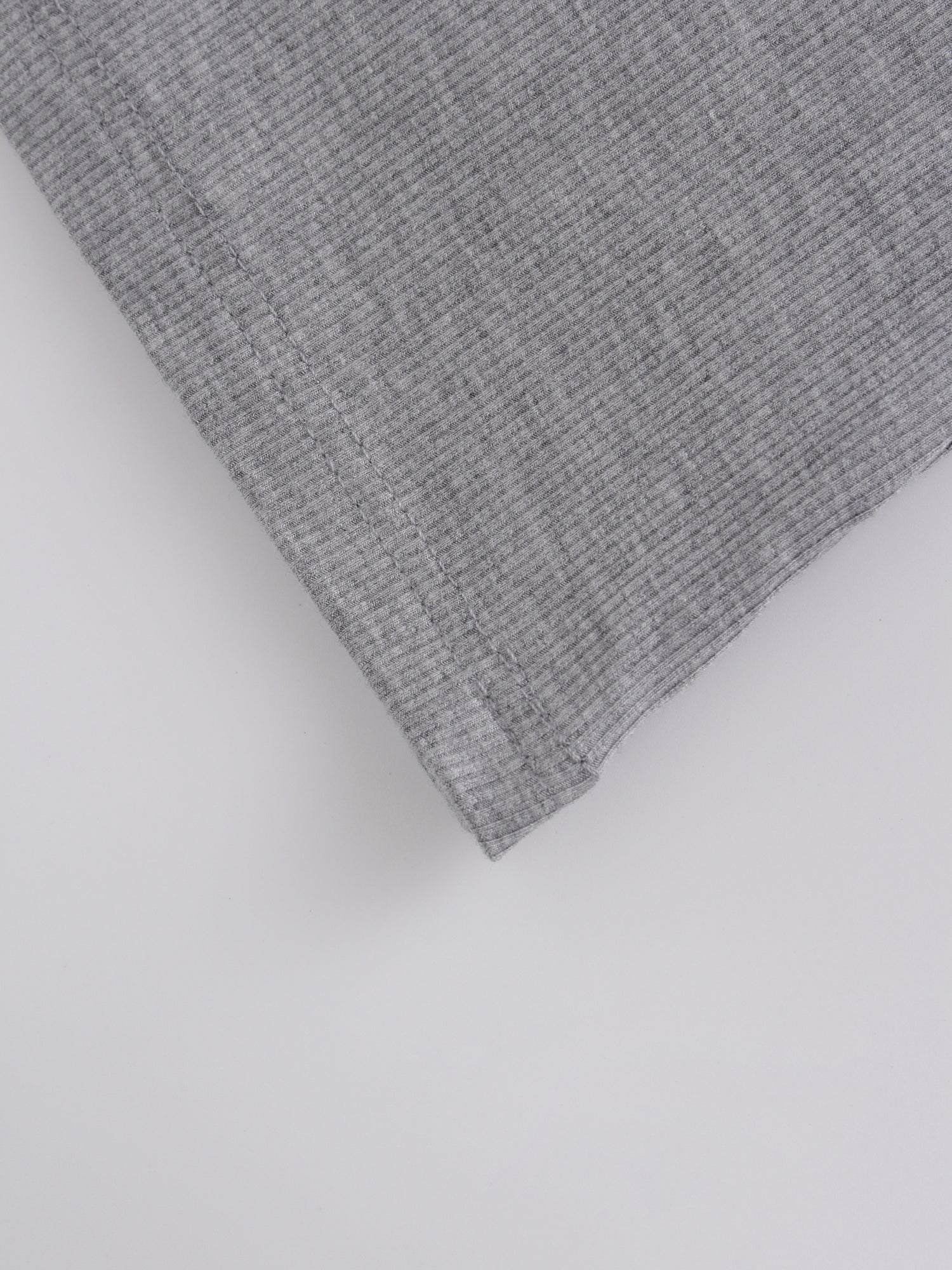 High V Ribbed Tee LS-Heathered Grey