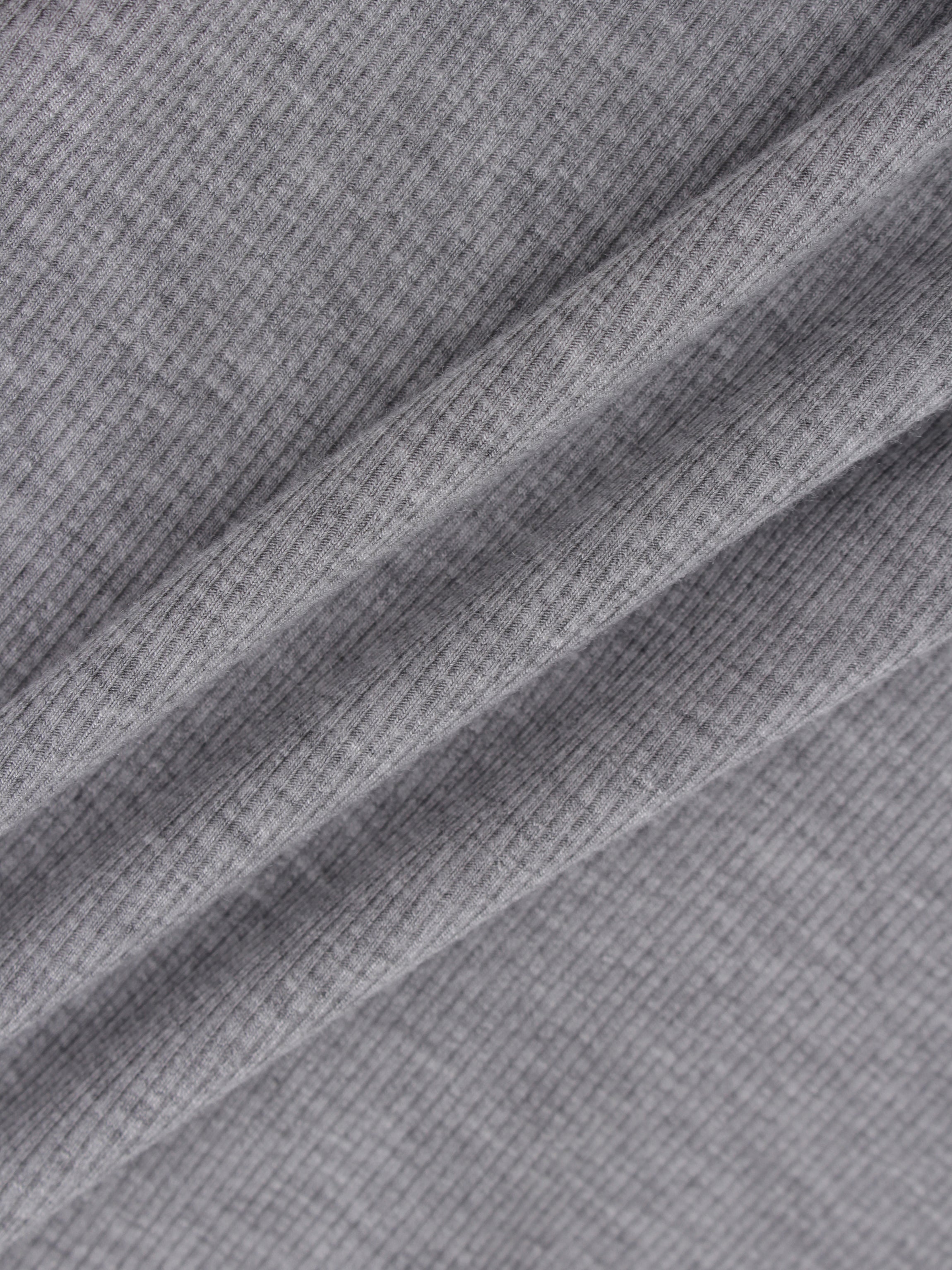 High V Ribbed Tee LS-Heathered Grey