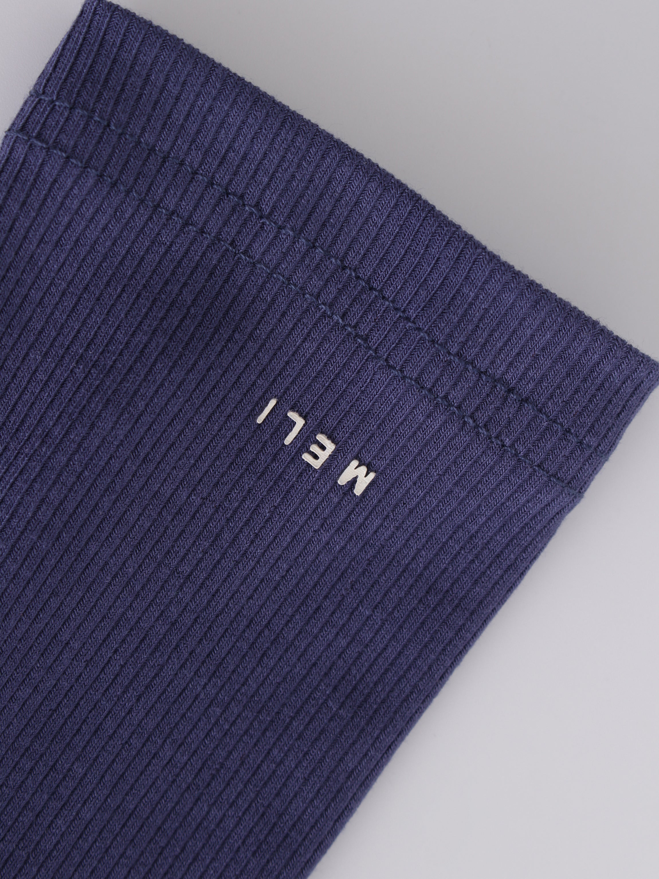 High V Ribbed Tee LS-Indigo Blue