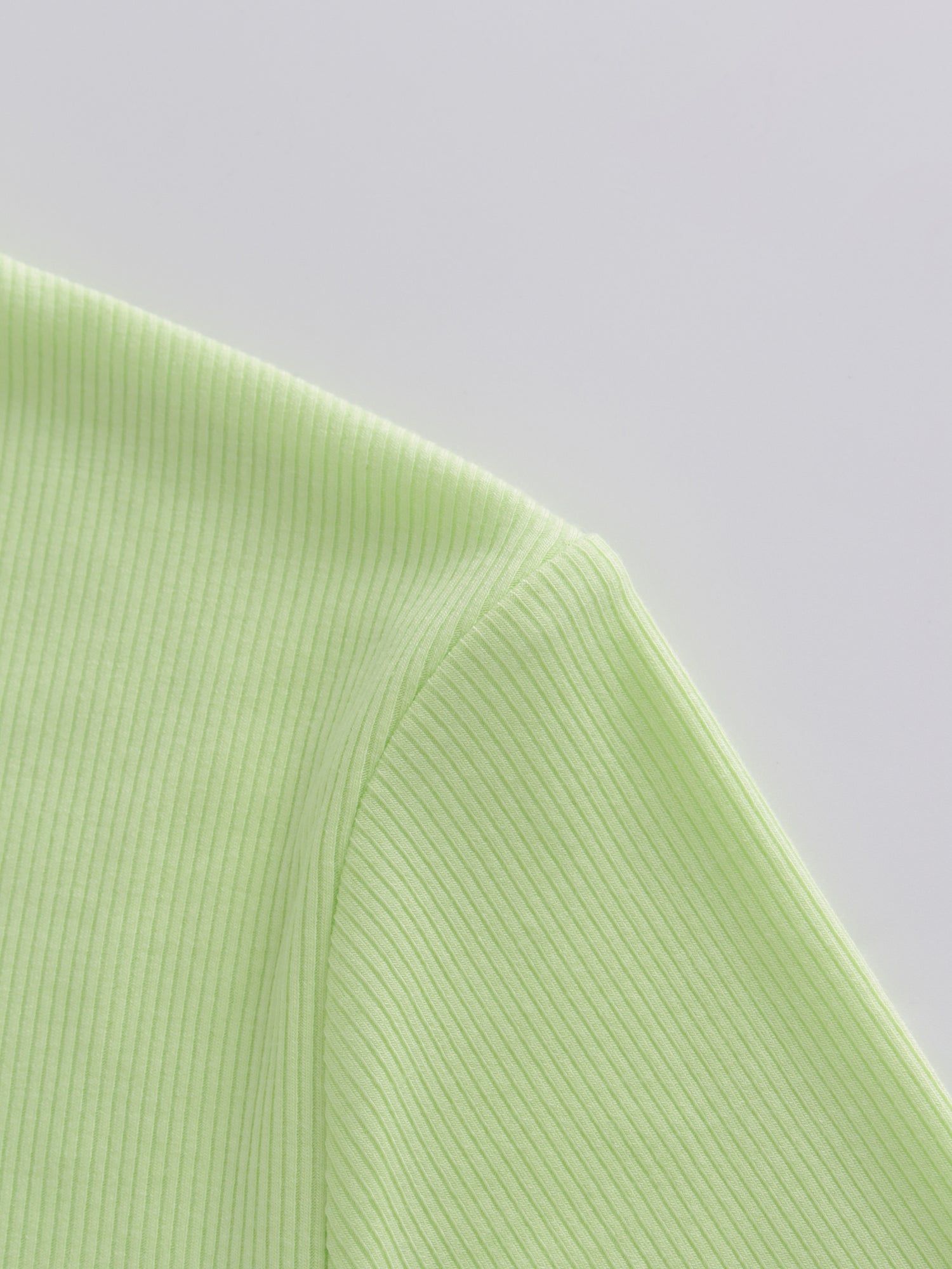 High V Ribbed Tee LS-Neon Green