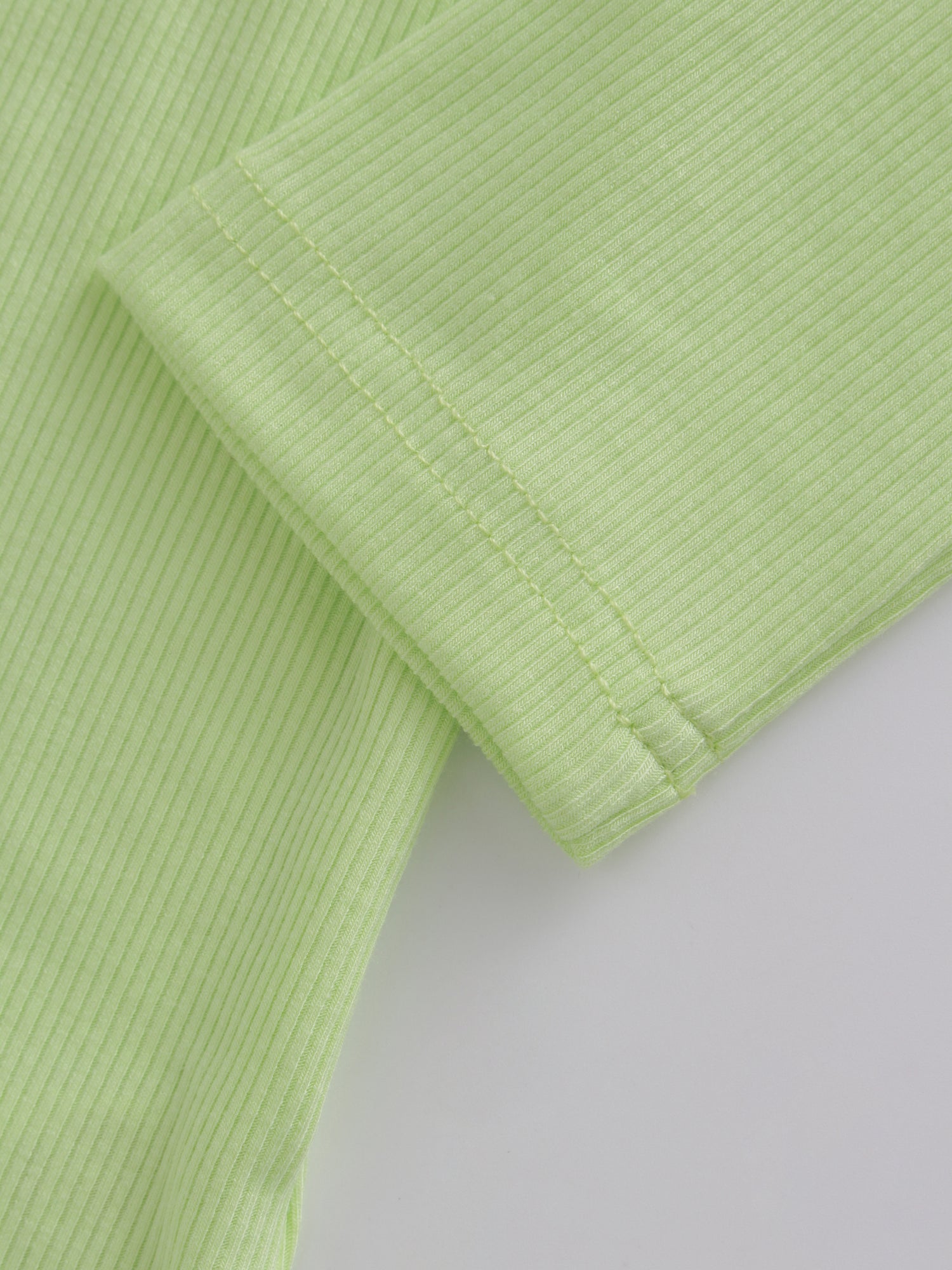 High V Ribbed Tee LS-Neon Green