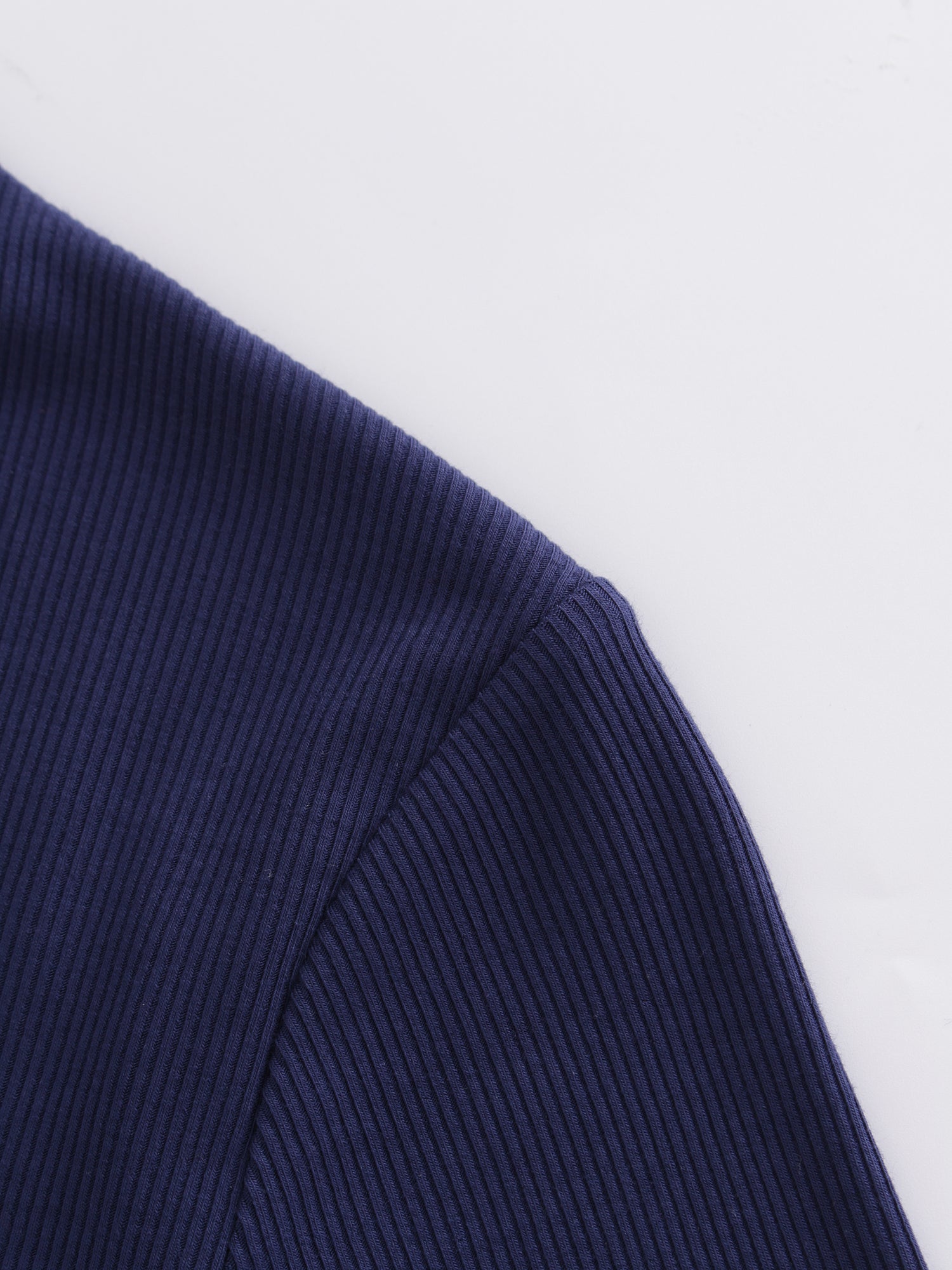 High V Ribbed Tee LS-Dark Navy