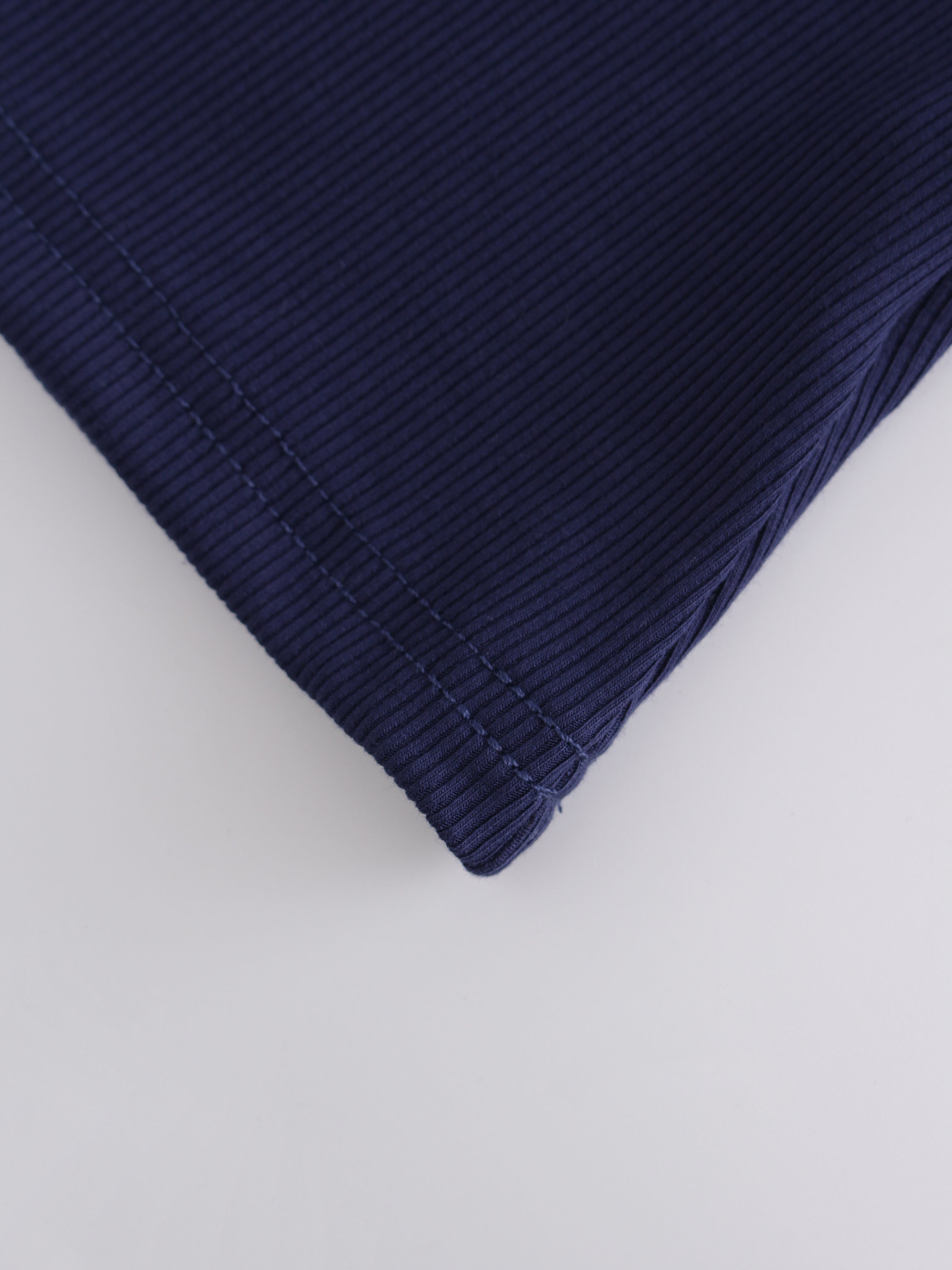 High V Ribbed Tee LS-Dark Navy