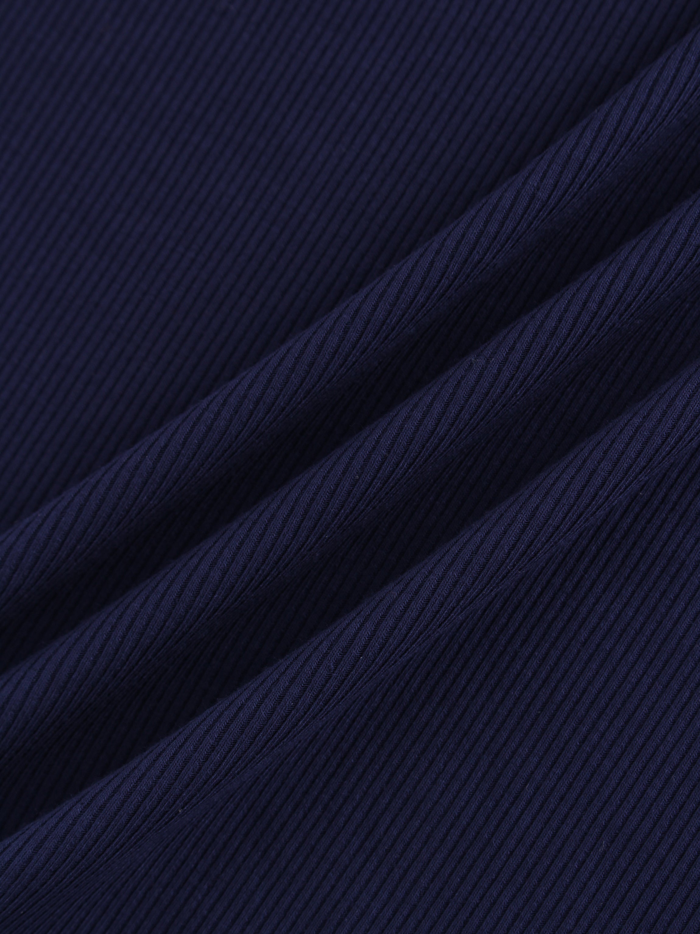 High V Ribbed Tee LS-Dark Navy