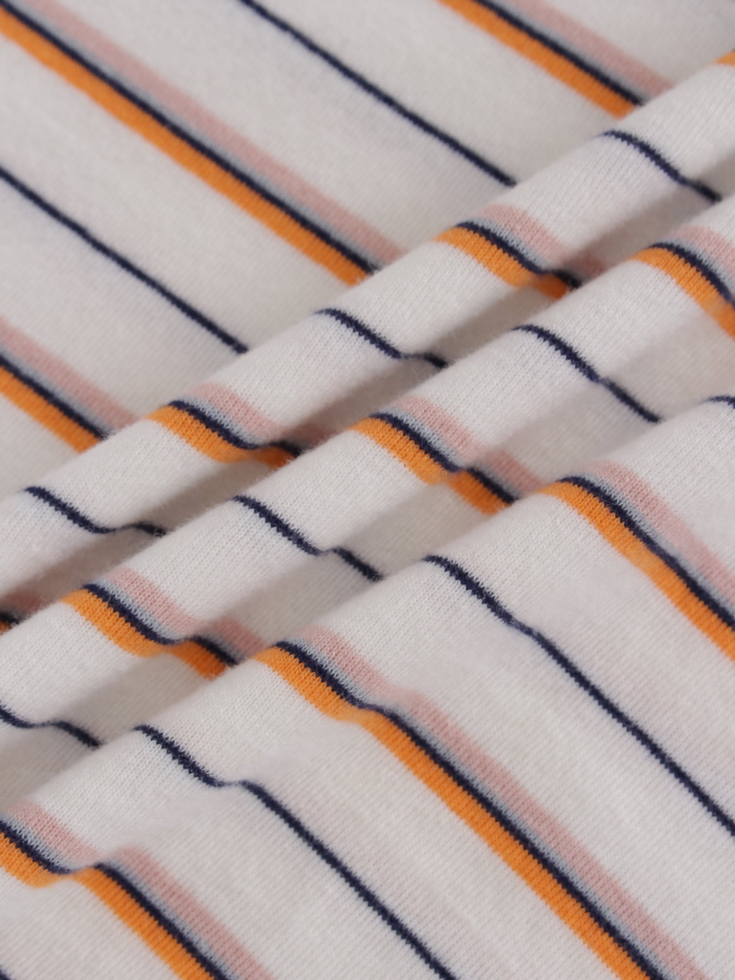 Thin Stripe High V Tee-White/Orange/Pink