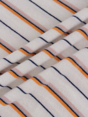 Camiseta Thin Stripe High V-Blanco/Naranja/Rosa