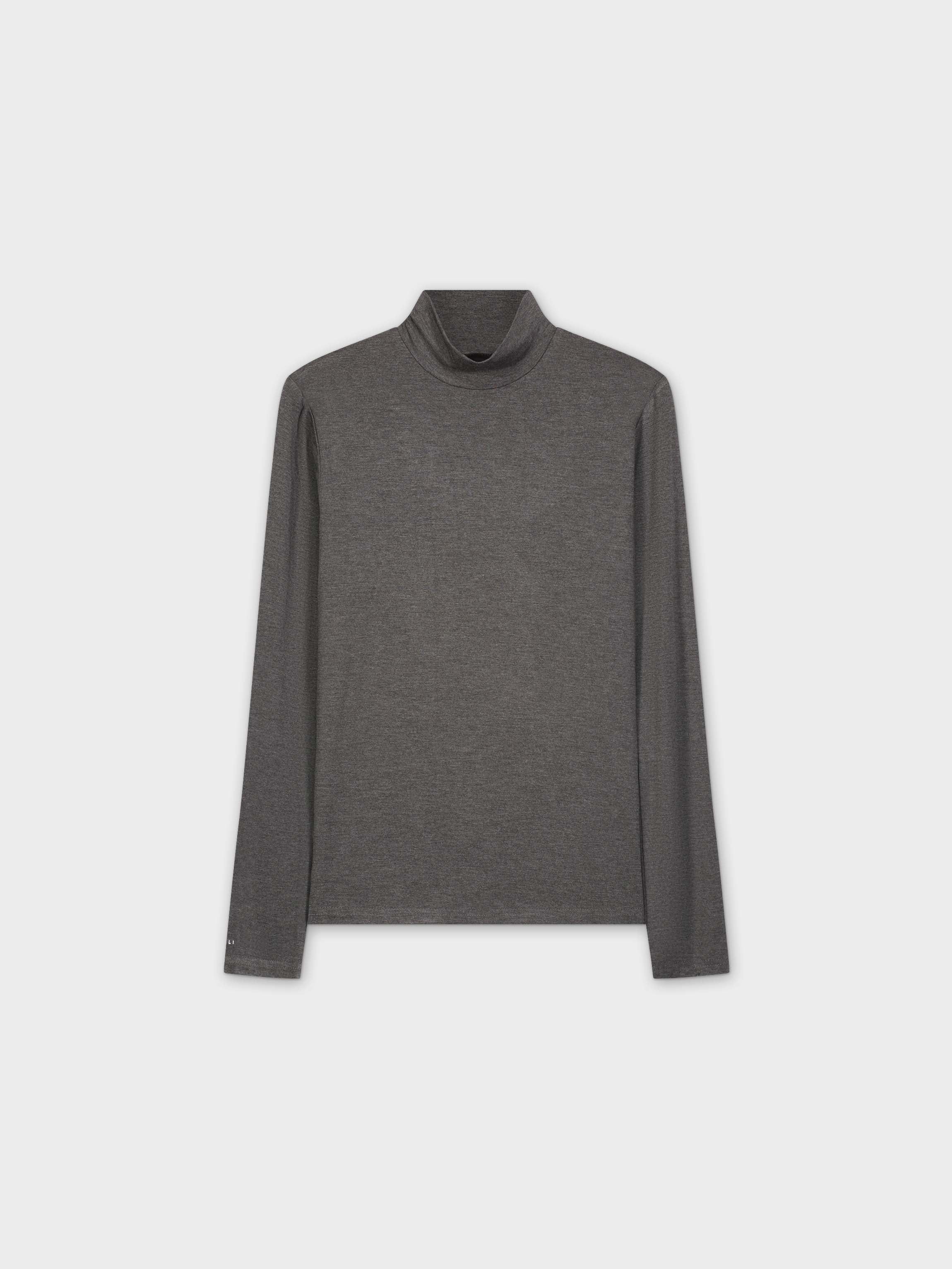 RIBBED TURTLENECK HEATHERED GREY