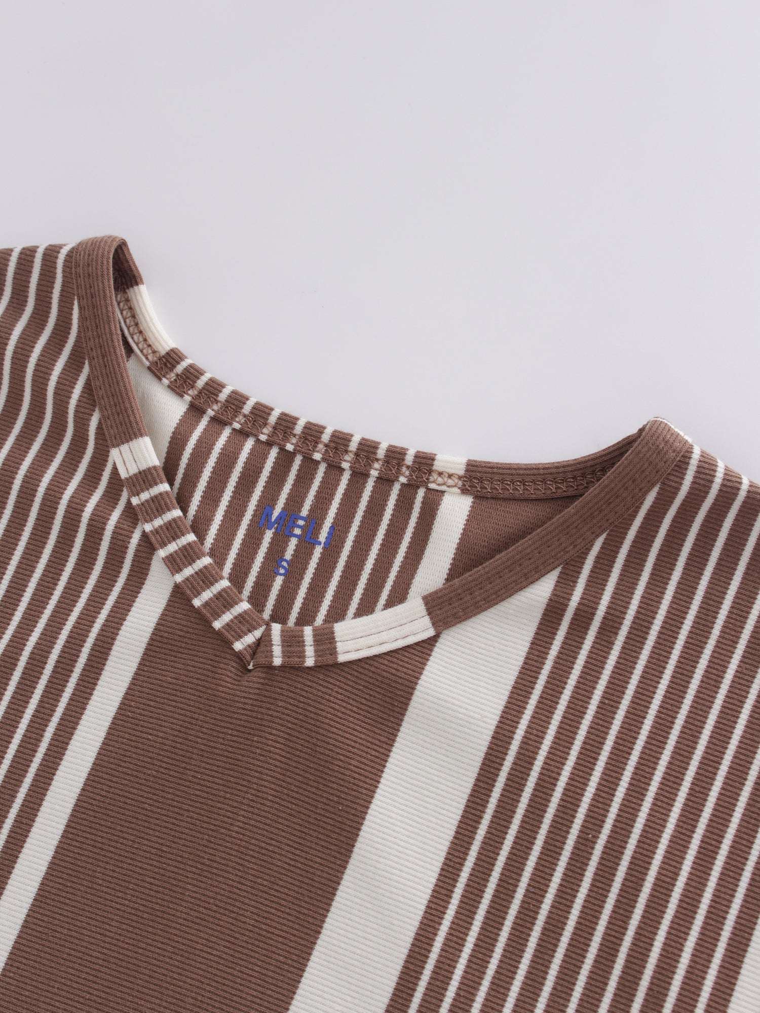 Thin/Thick Stripe High V Tee-Brown/White Multi Stripe