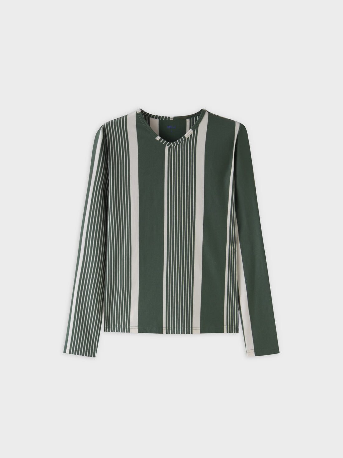 Camiseta Thin Stripe High V-Verde/Blanco Multi Stripe