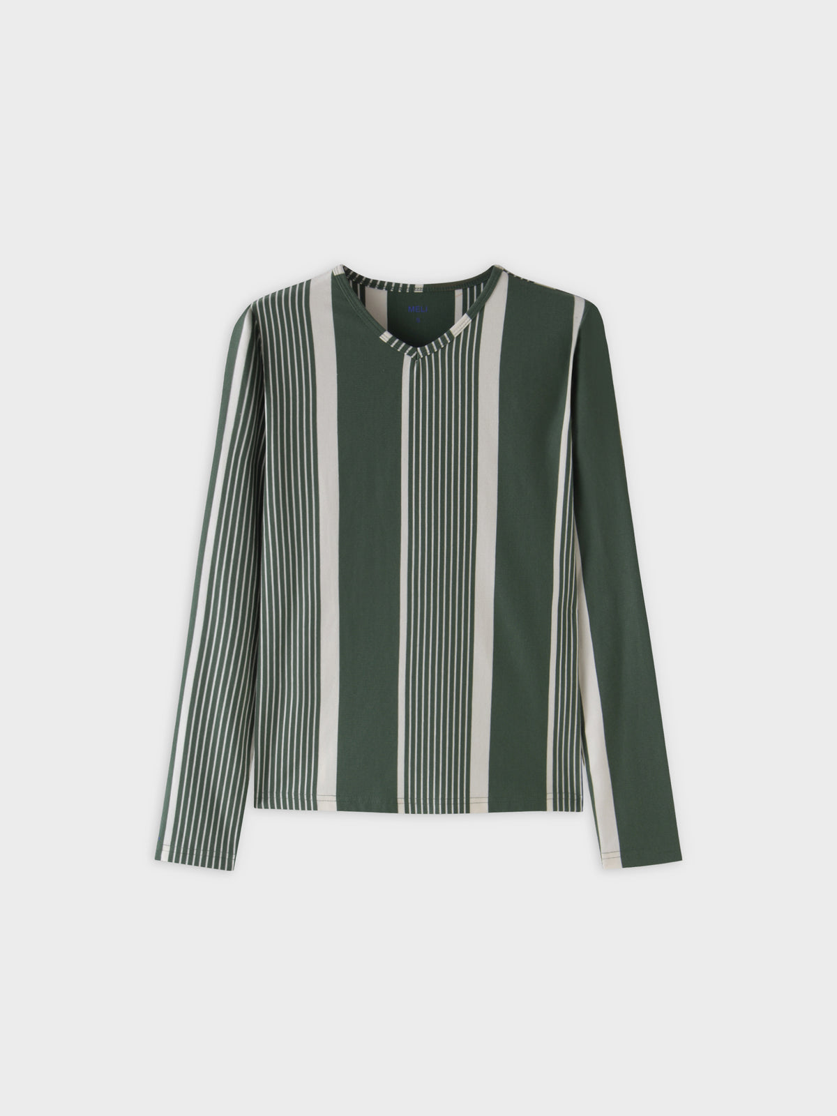 Thin/Thick Stripe High V Tee-Green/White Multi Stripe