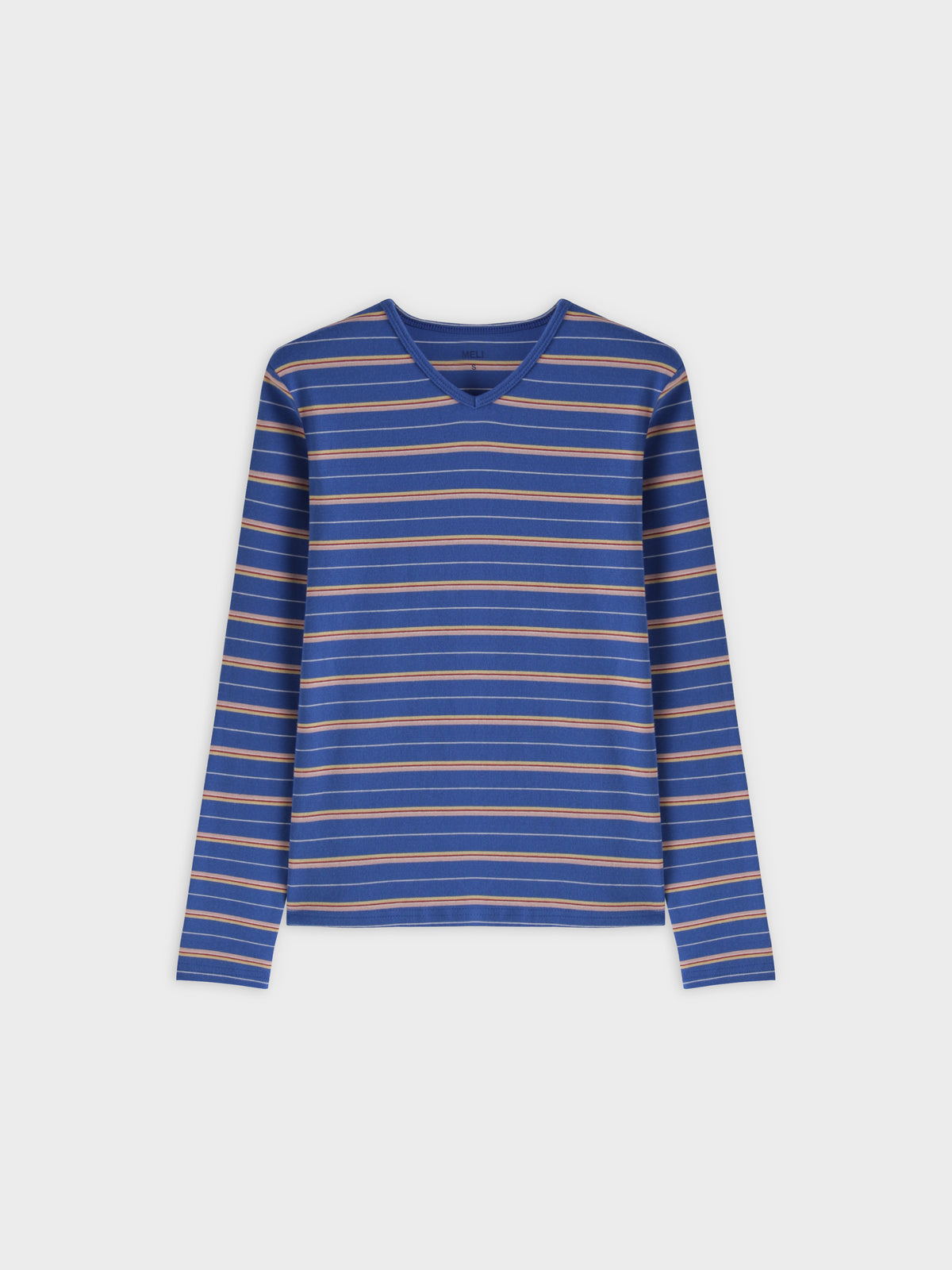 Camiseta Thin Stripe High V-Azul/Rosa/Blanco