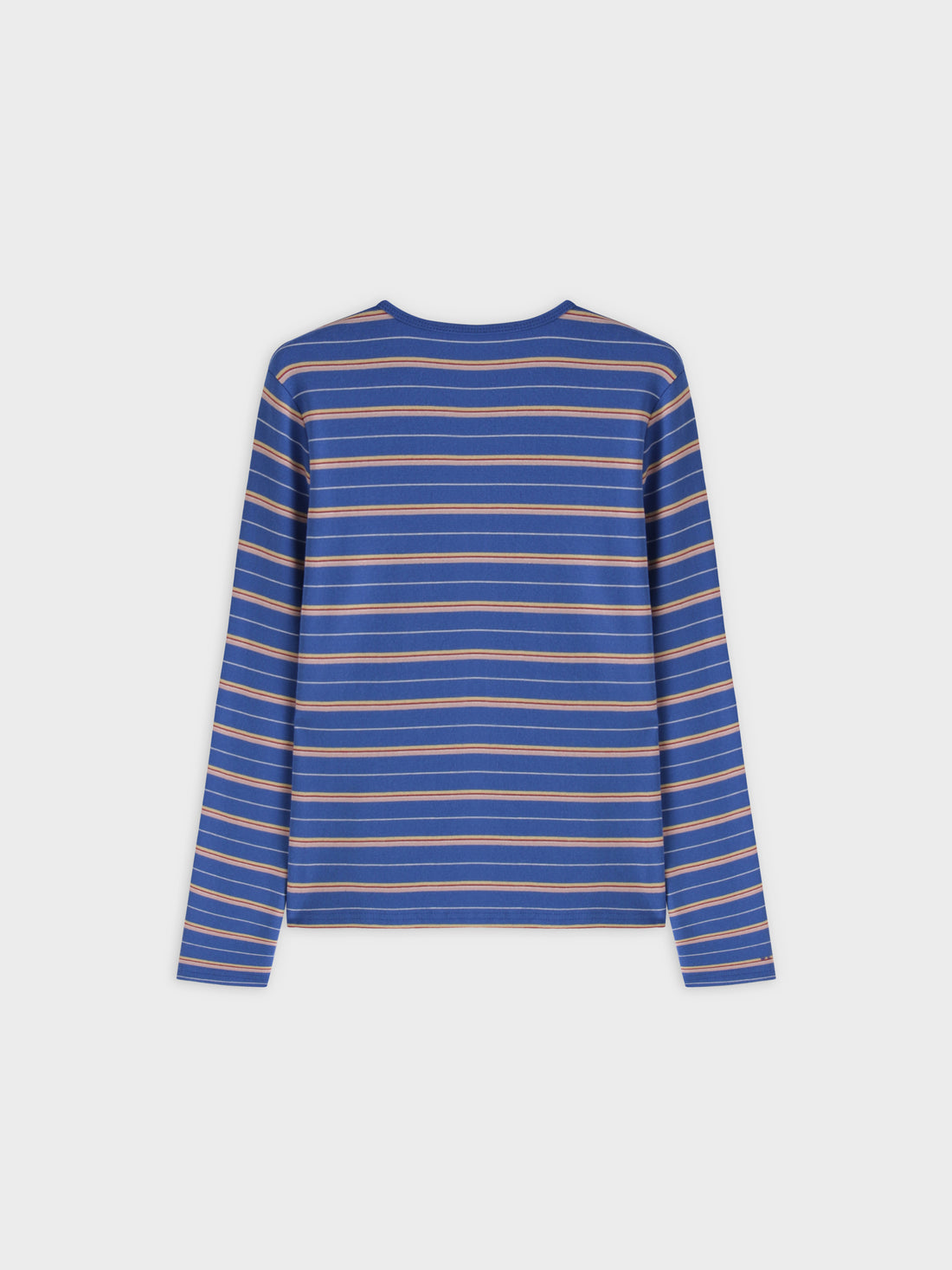 Thin Stripe High V Tee-Blue/Pink/White