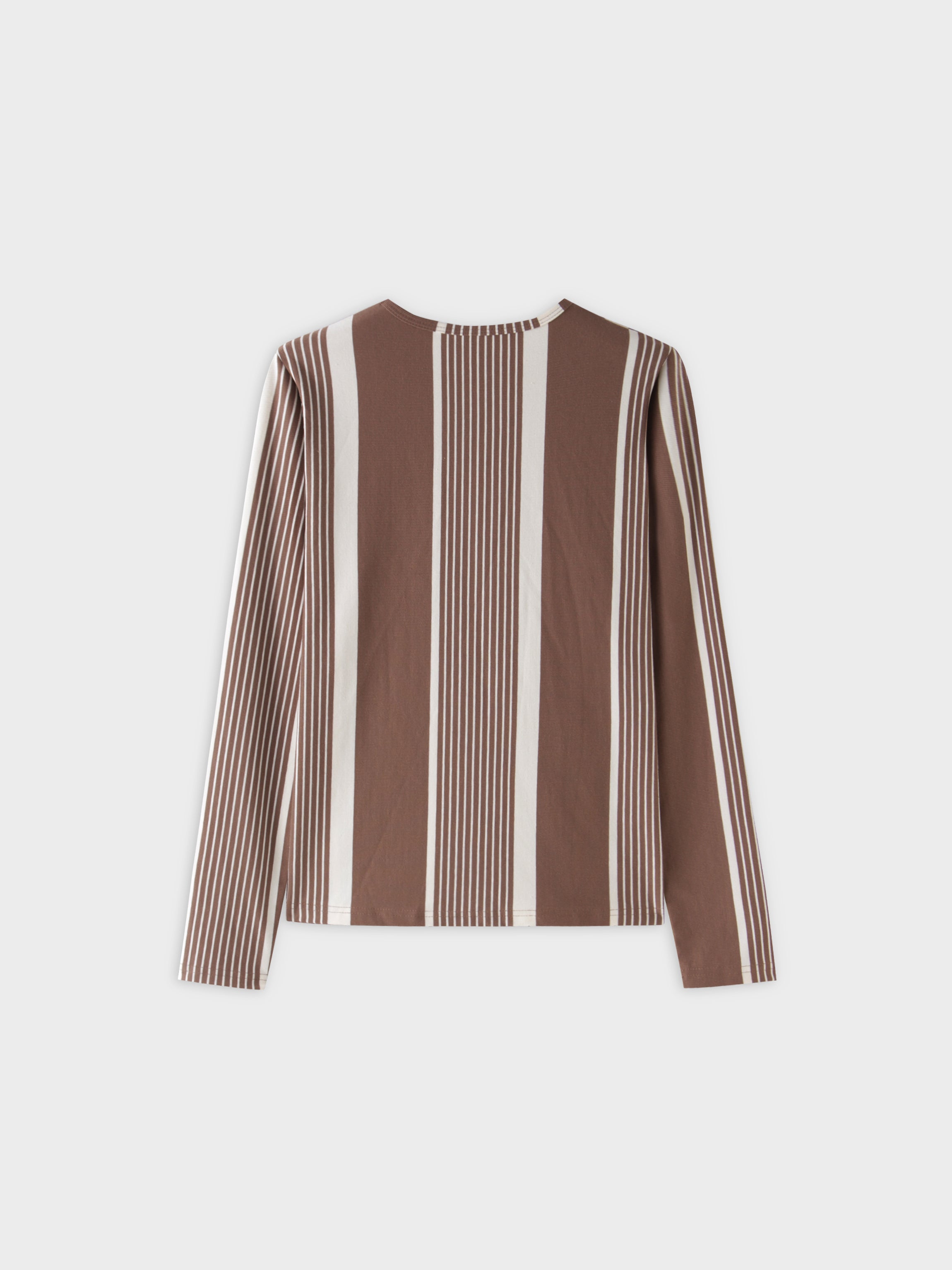 Thin/Thick Stripe High V Tee-Brown/White Multi Stripe