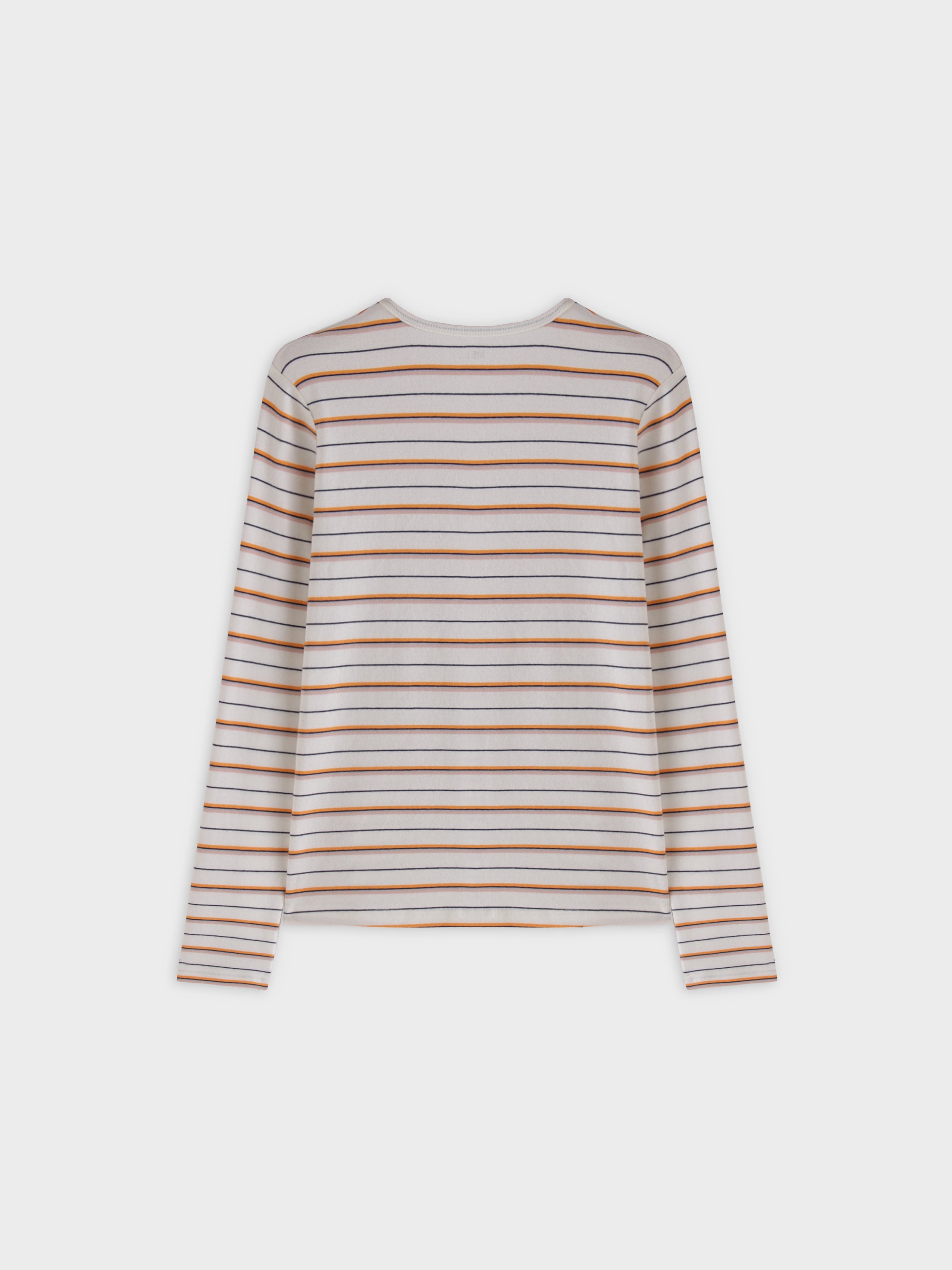 Camiseta Thin Stripe High V-Blanco/Naranja/Rosa