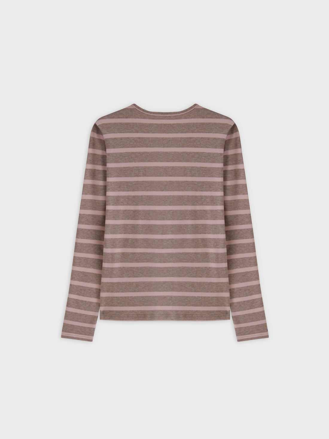 Thin Stripe High V Tee-Heathered Tan/Pink