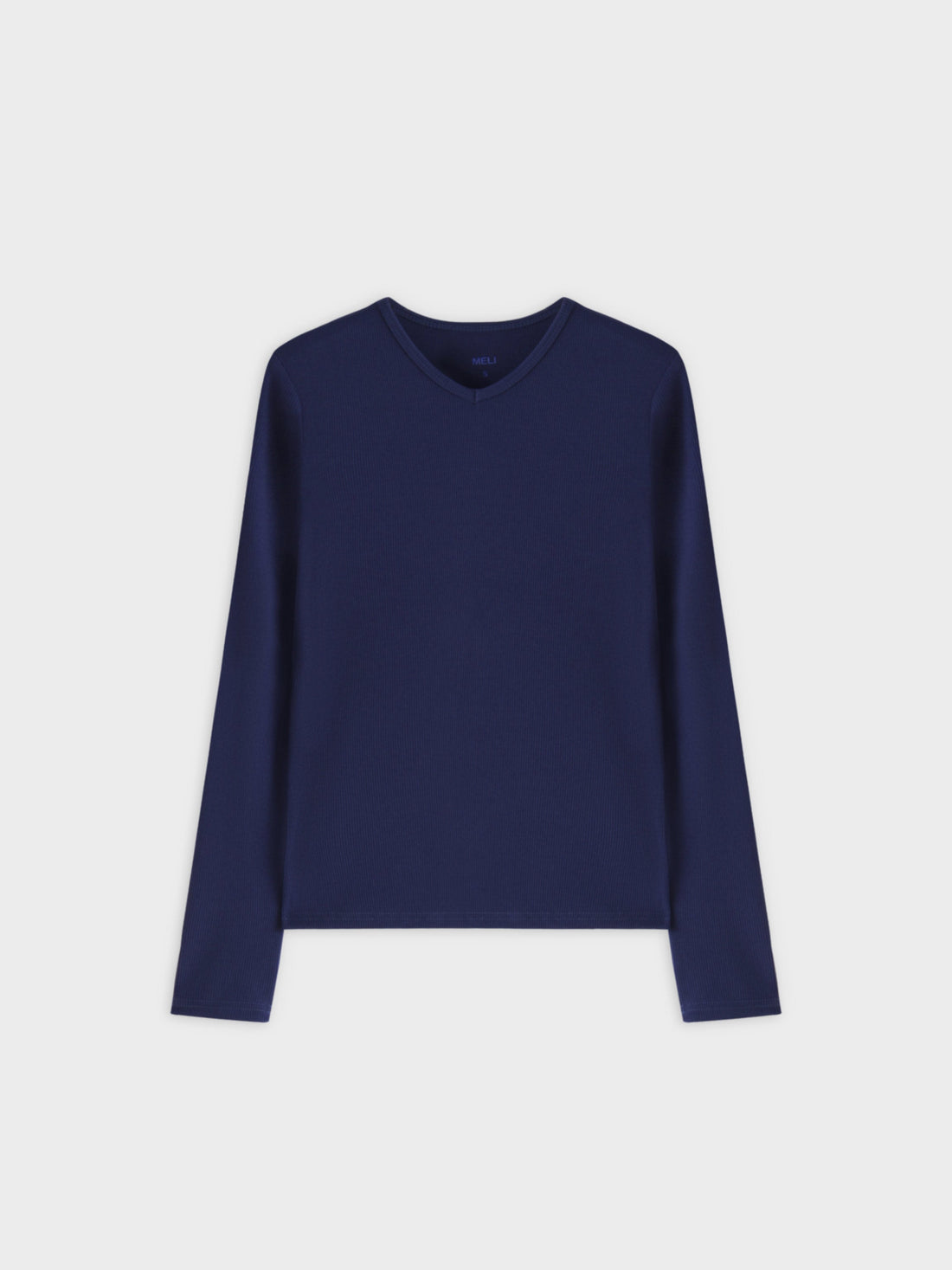 RIBBED HIGH V LS-NAVY