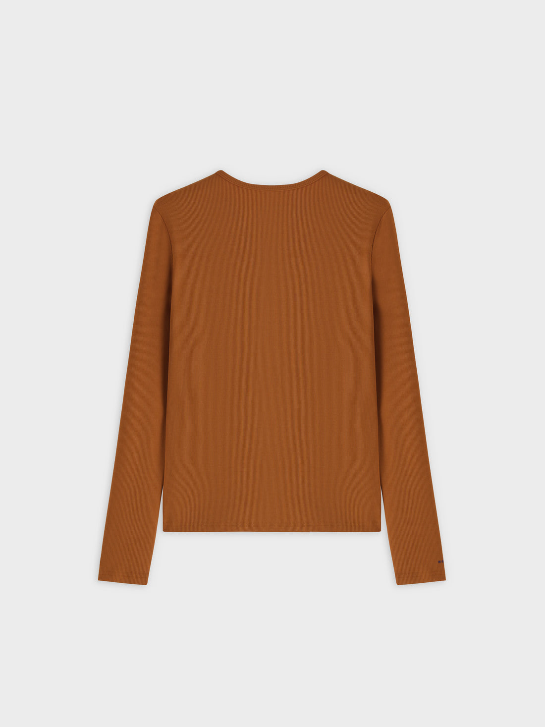 High V Ribbed Tee LS-Cognac