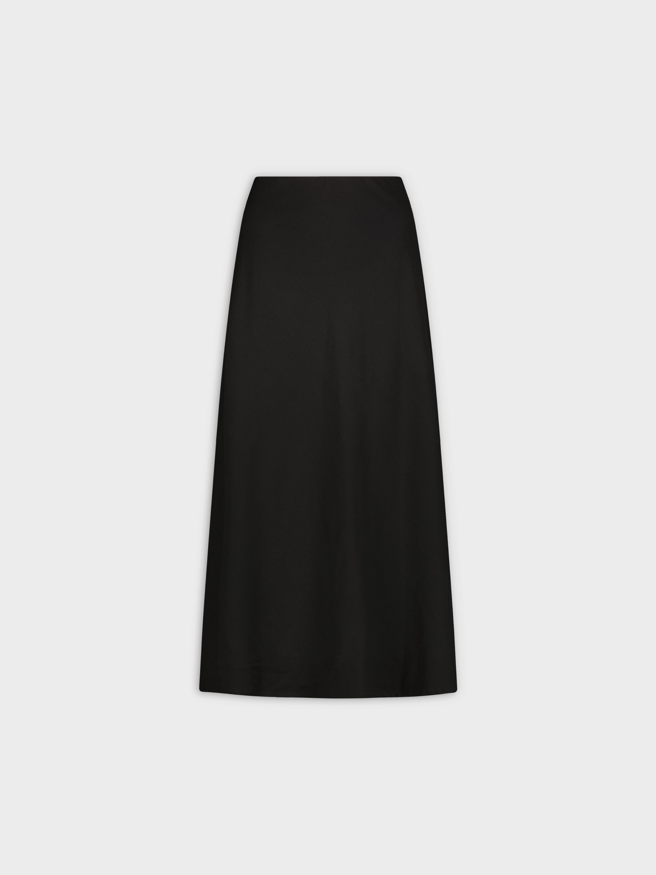 Leather Trim Skirt 25&quot;-Black