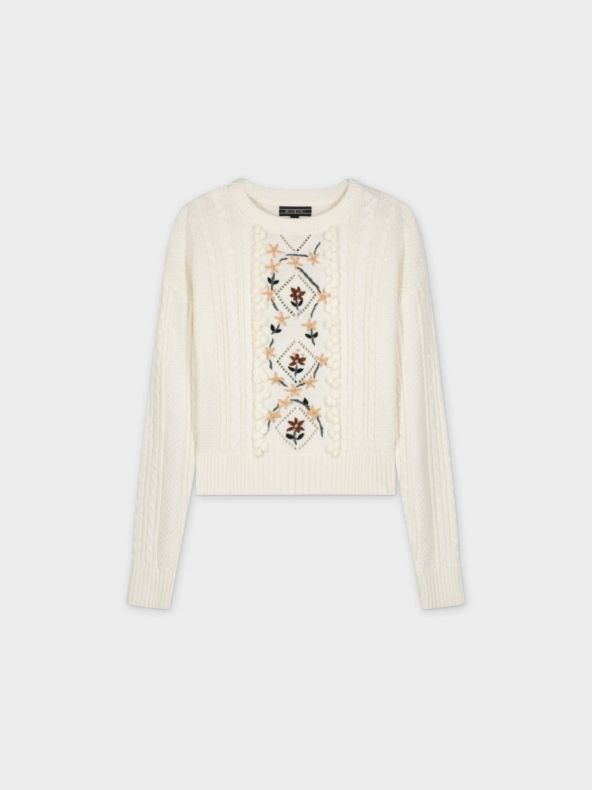 FLORAL EMBROIDERED SWEATER-CREAM