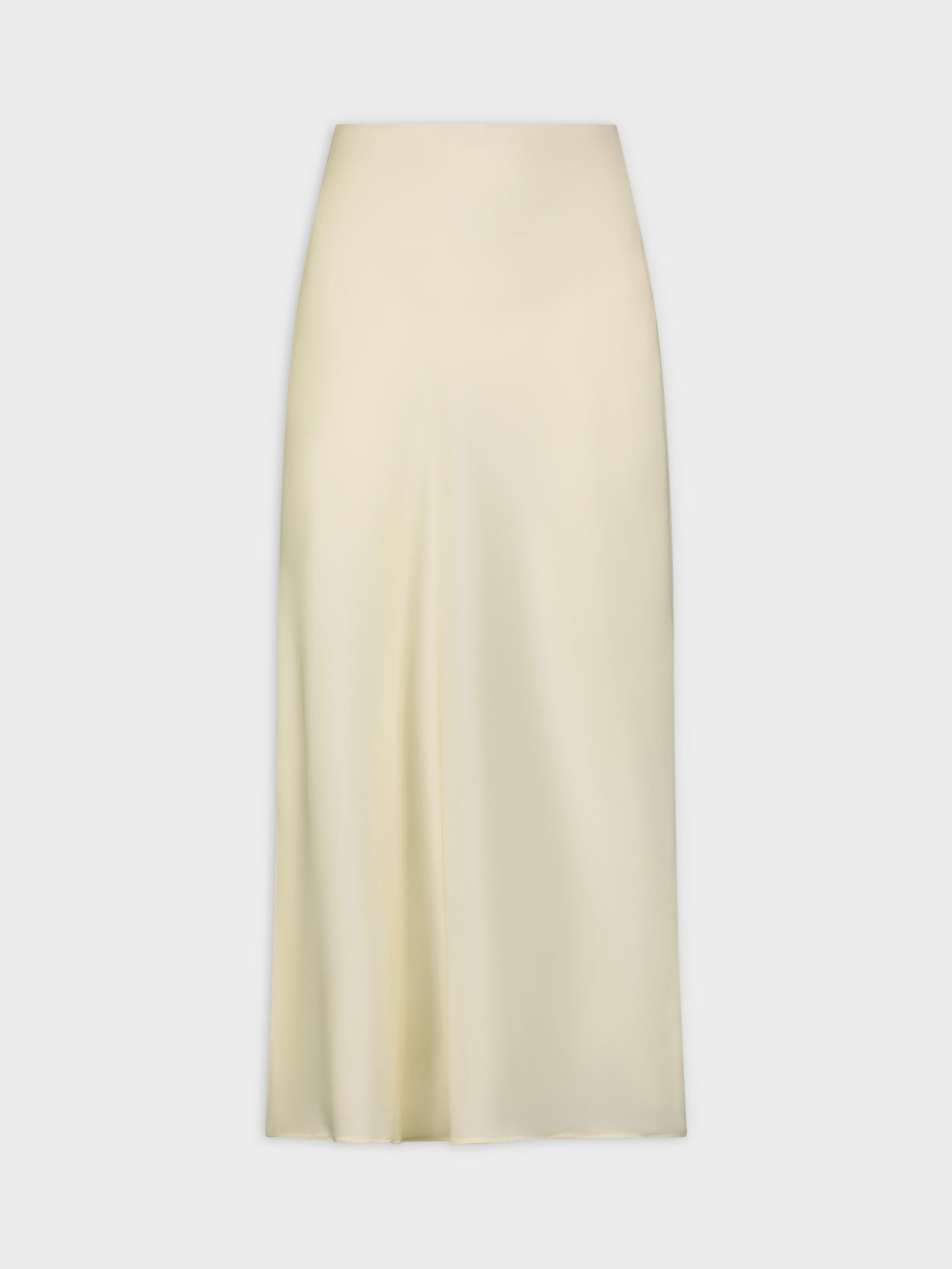 Solid Satin Slip Skirt Cream Fame on Central