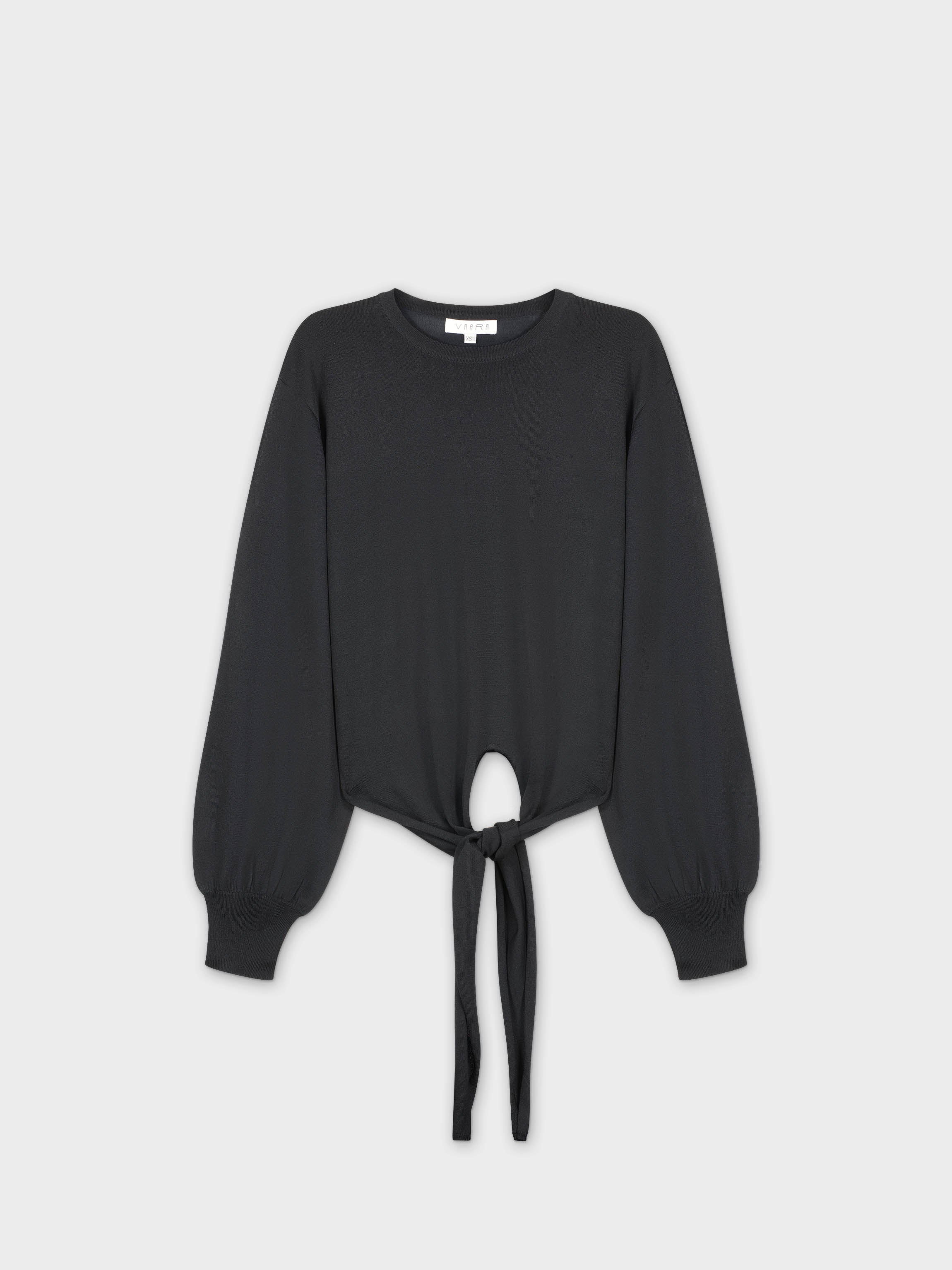 FRONT TIE SWEATER-BLACK