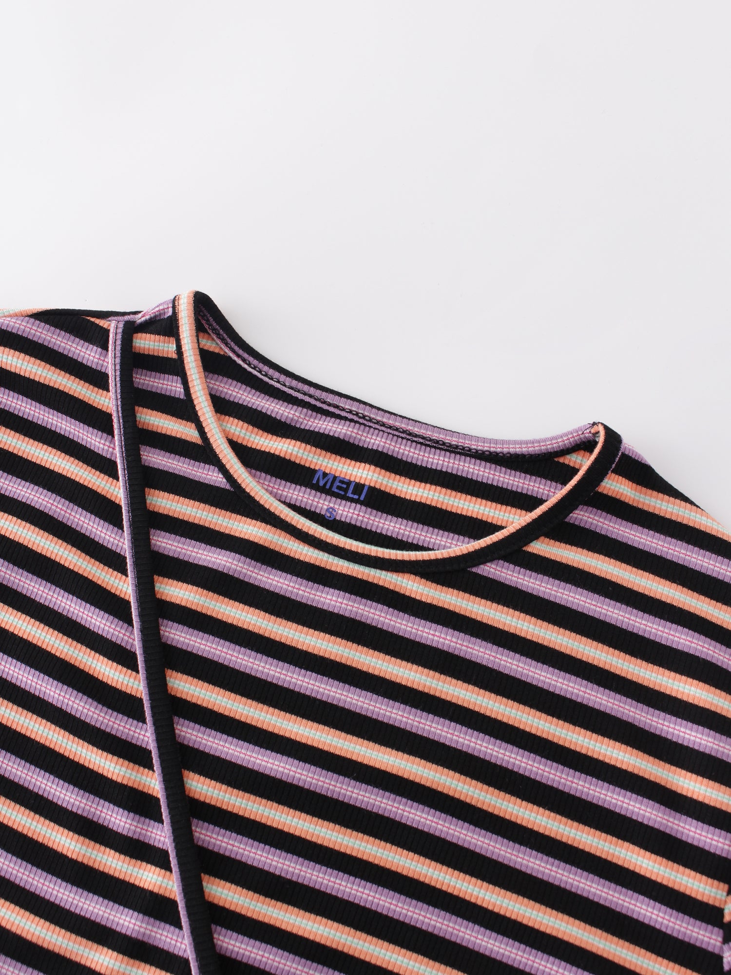 Striped Wrap Tee-Orange/Purple/Black