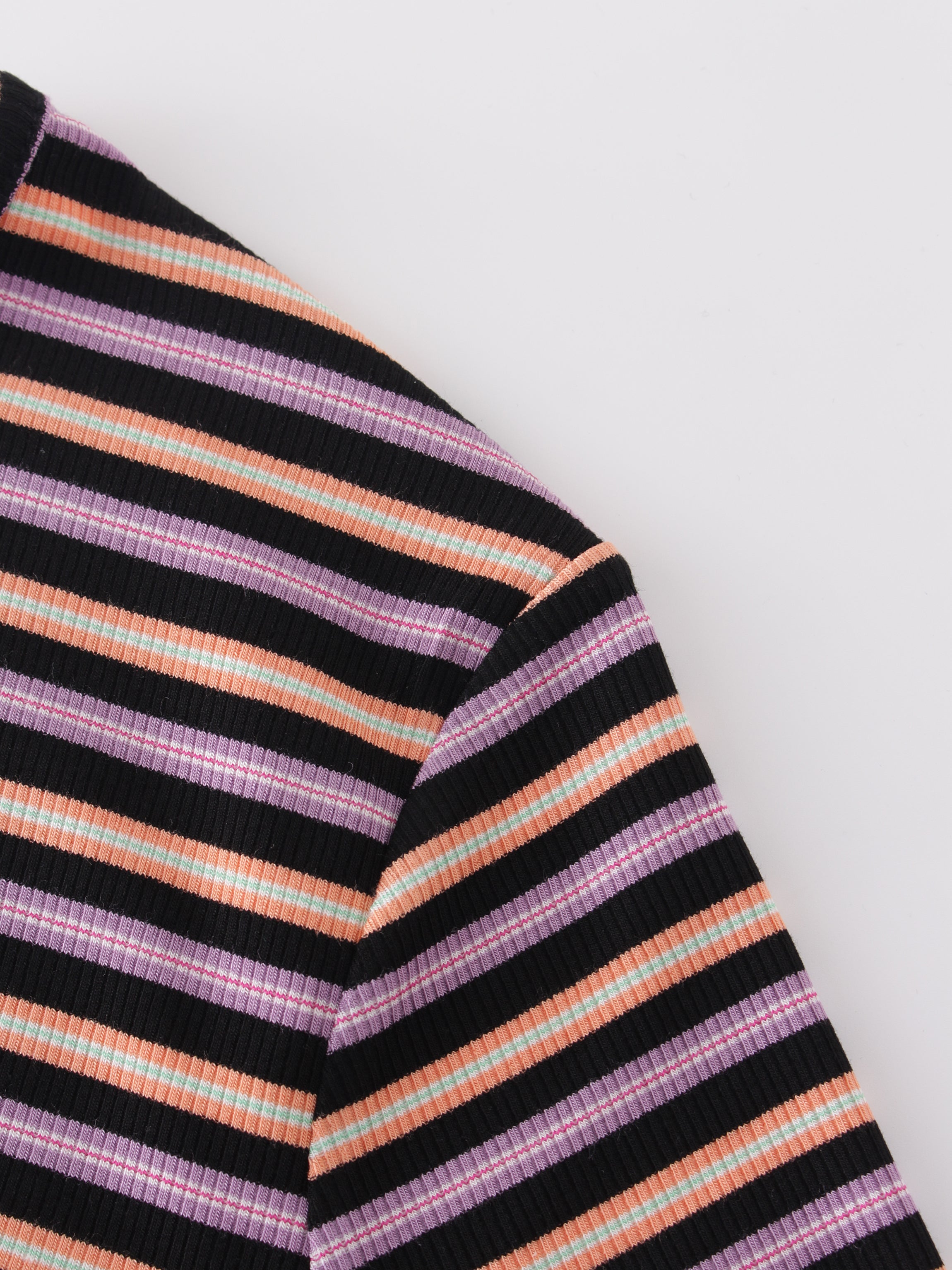 Striped Wrap Tee-Orange/Purple/Black