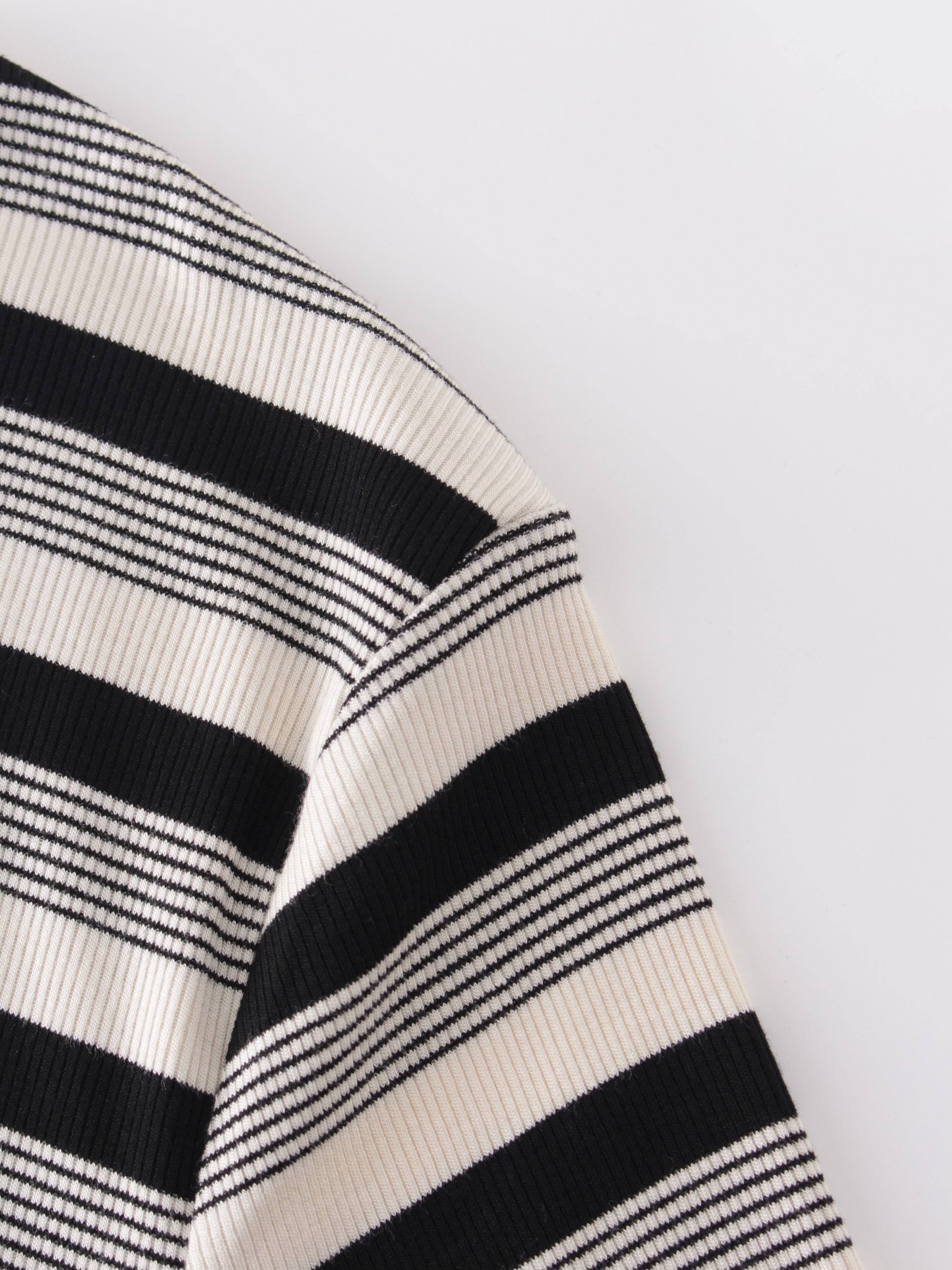 Striped Wrap Tee-Black/White Multi Stripe