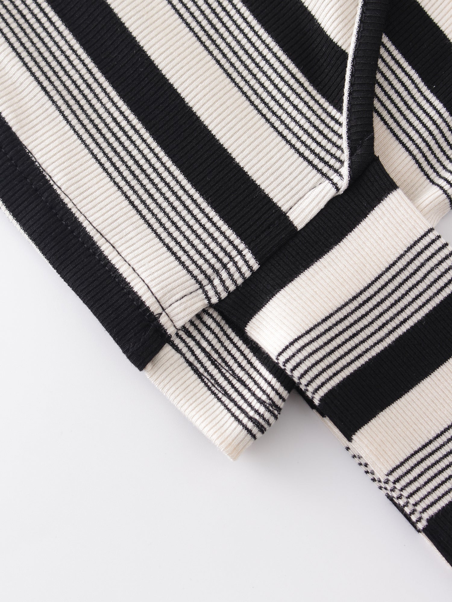 Striped Wrap Tee-Black/White Multi Stripe