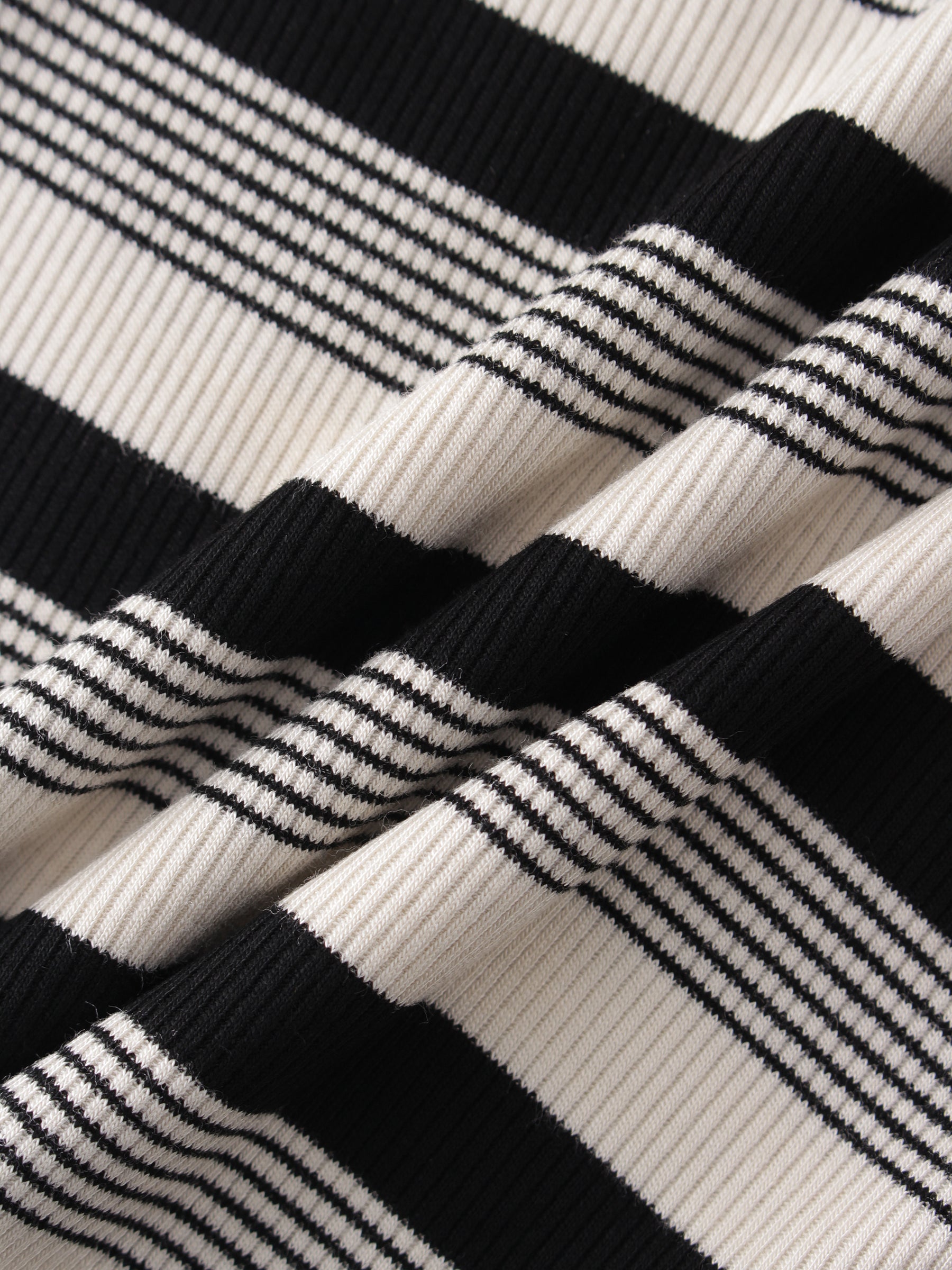 Striped Wrap Tee-Black/White Multi Stripe