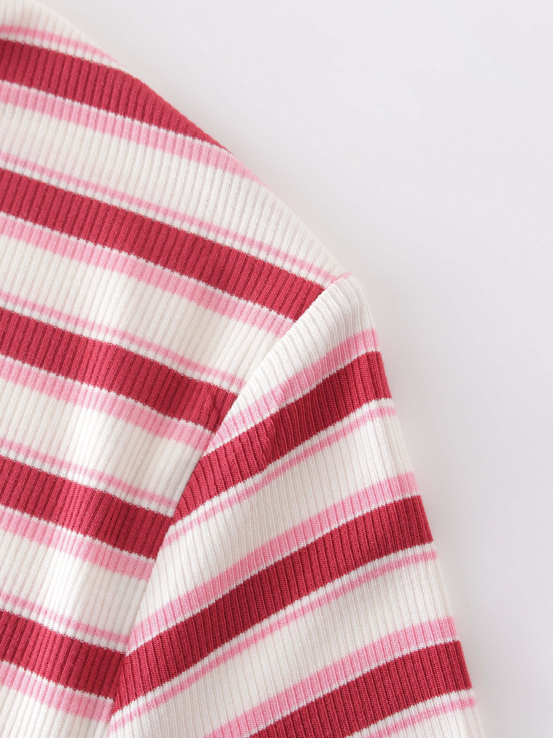 Striped Wrap Tee-Berry/Pink/White