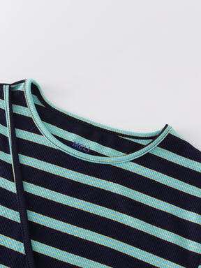 Camiseta cruzada a rayas-Azul marino/Aqua