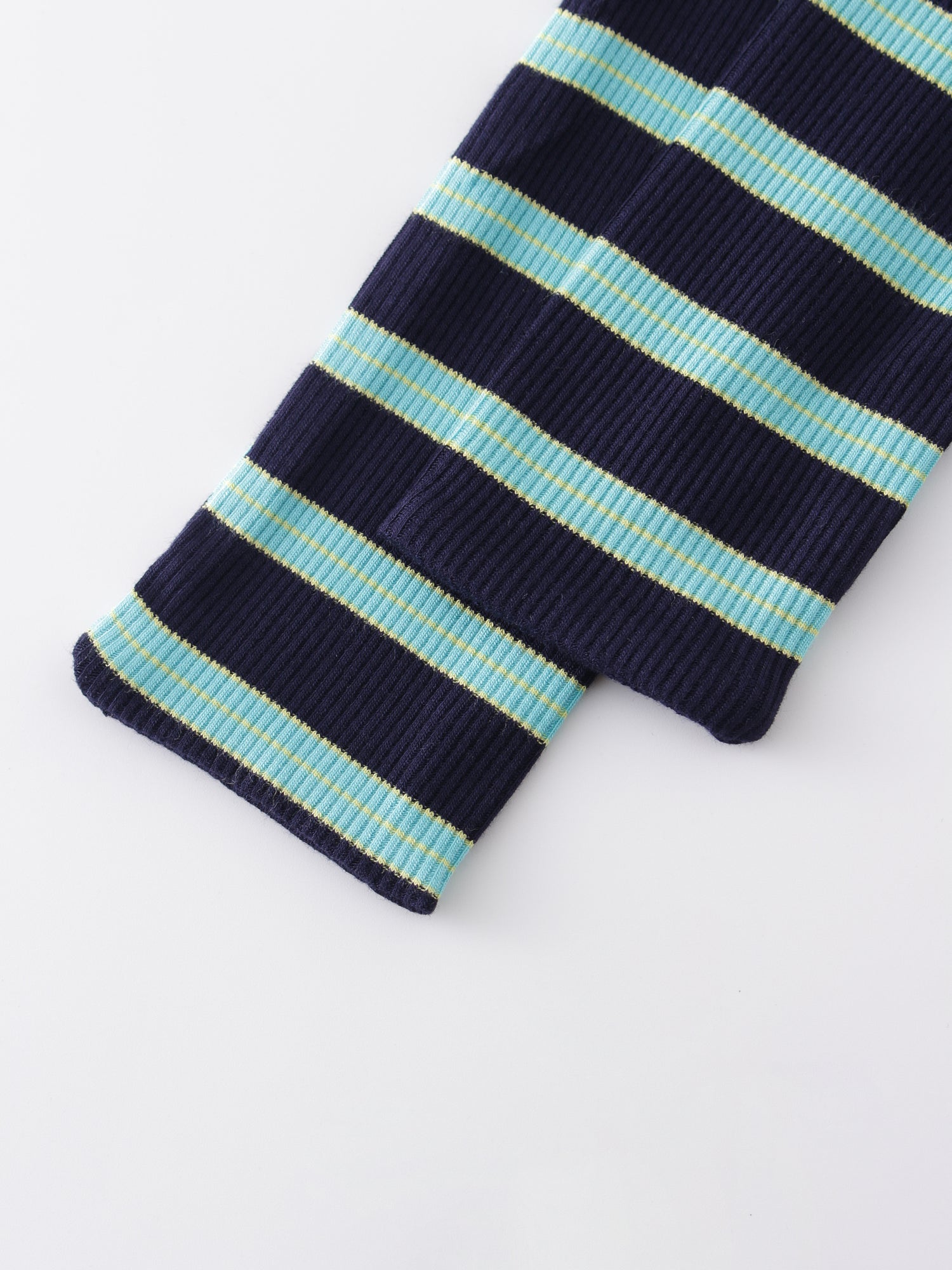 Striped Wrap Tee-Navy/Aqua