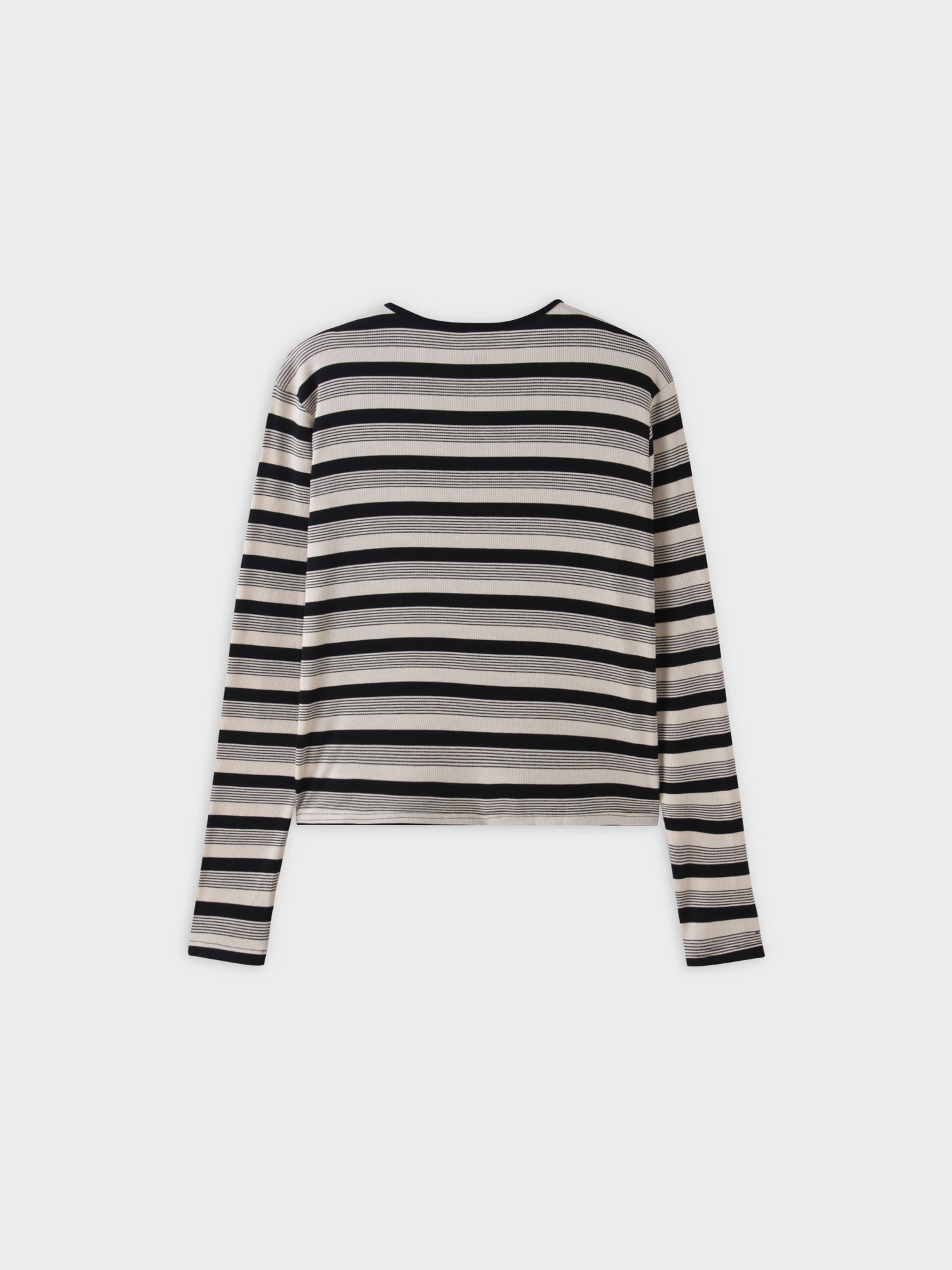 Striped Wrap Tee-Black/White Multi Stripe