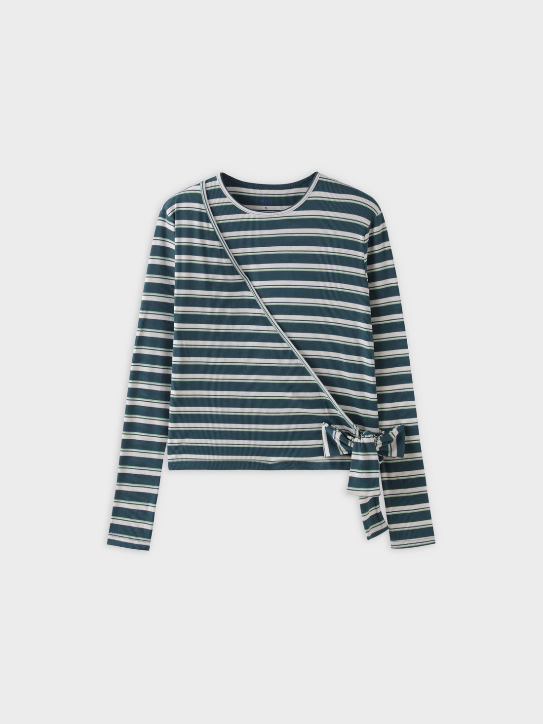 Striped Wrap Tee-Green/Light Green